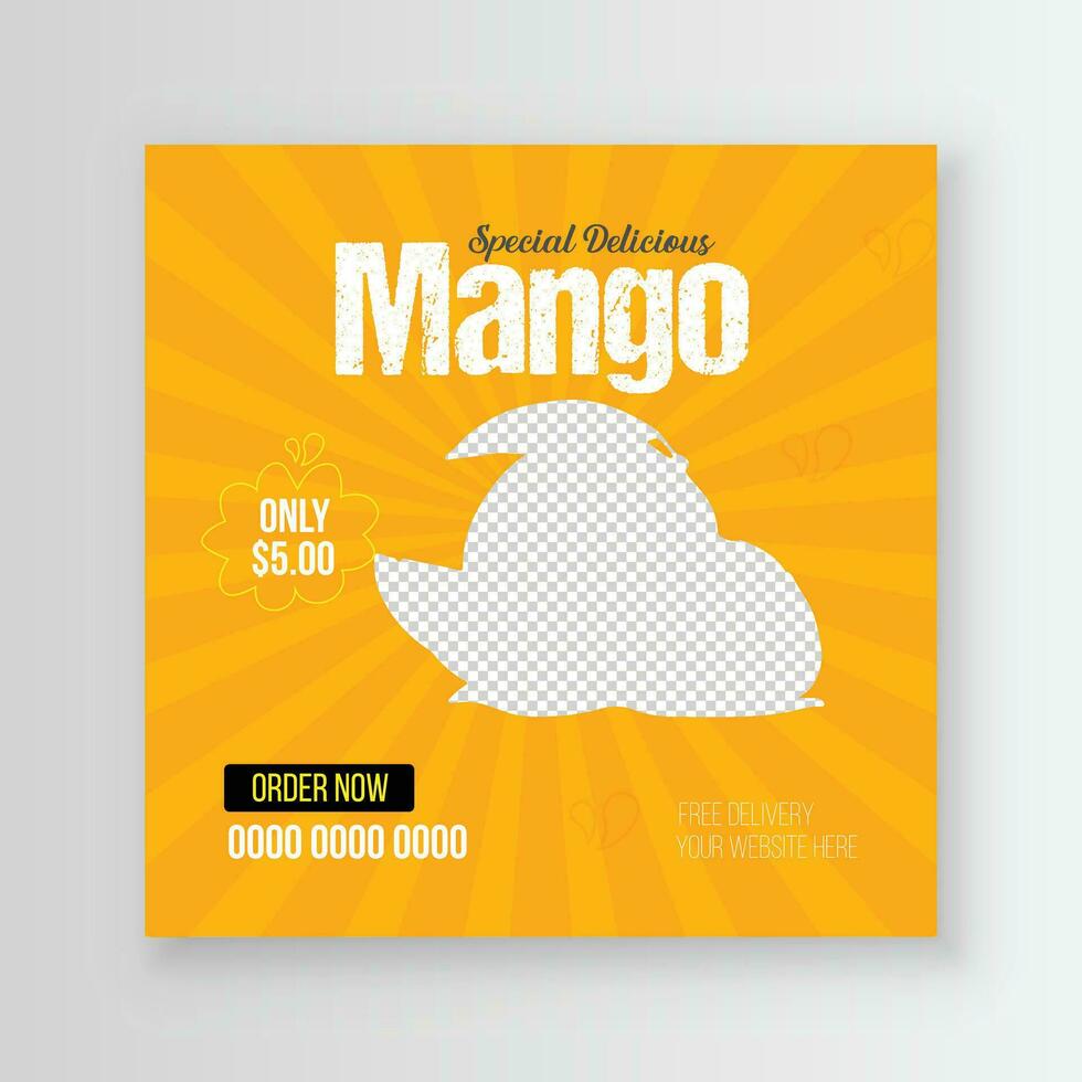 Special and healthy mango fruits social media post template with a minimalist and simple style design for your business vector