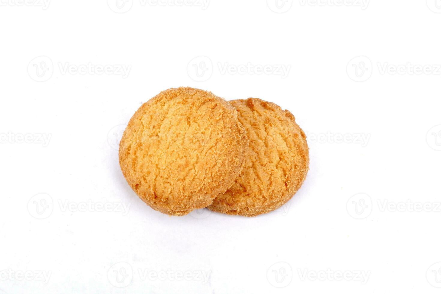 Golden cookies, butter cookies on white Background photo