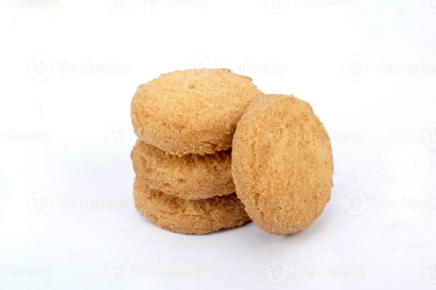 Golden cookies, butter cookies on white Background photo