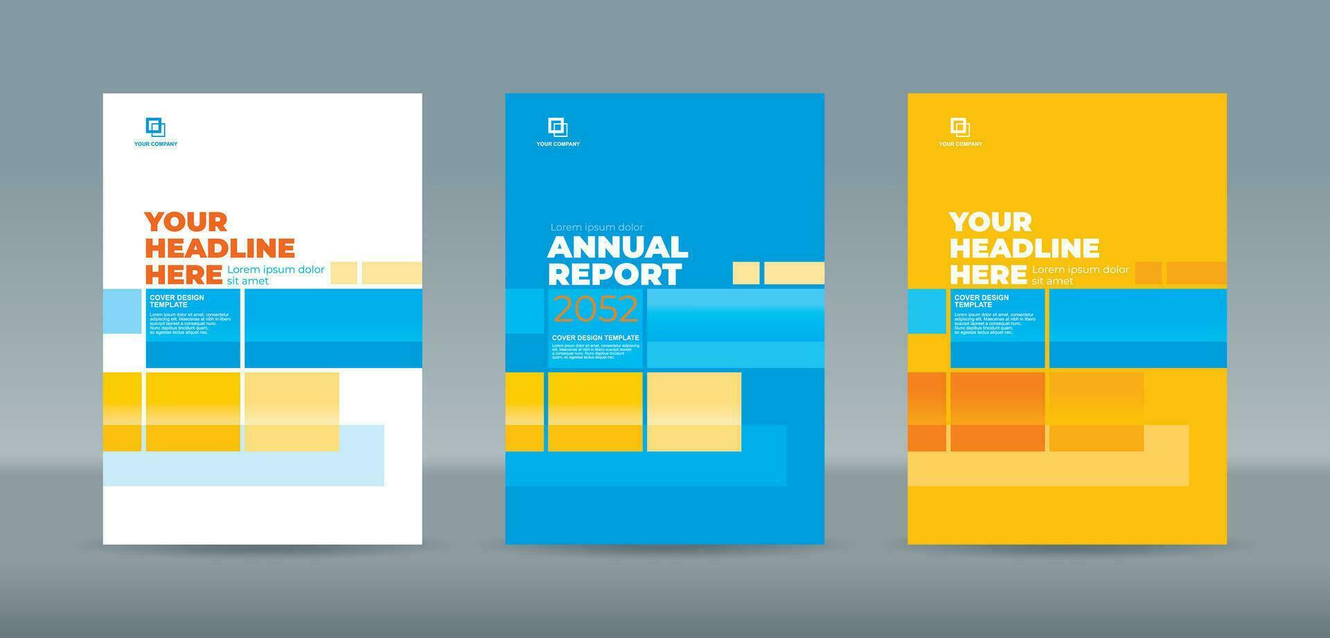 Abstract random transparent rectangle with white, cyan and orange background. A4 size book cover template for annual report, magazine, booklet, proposal, portfolio, brochure, poster vector