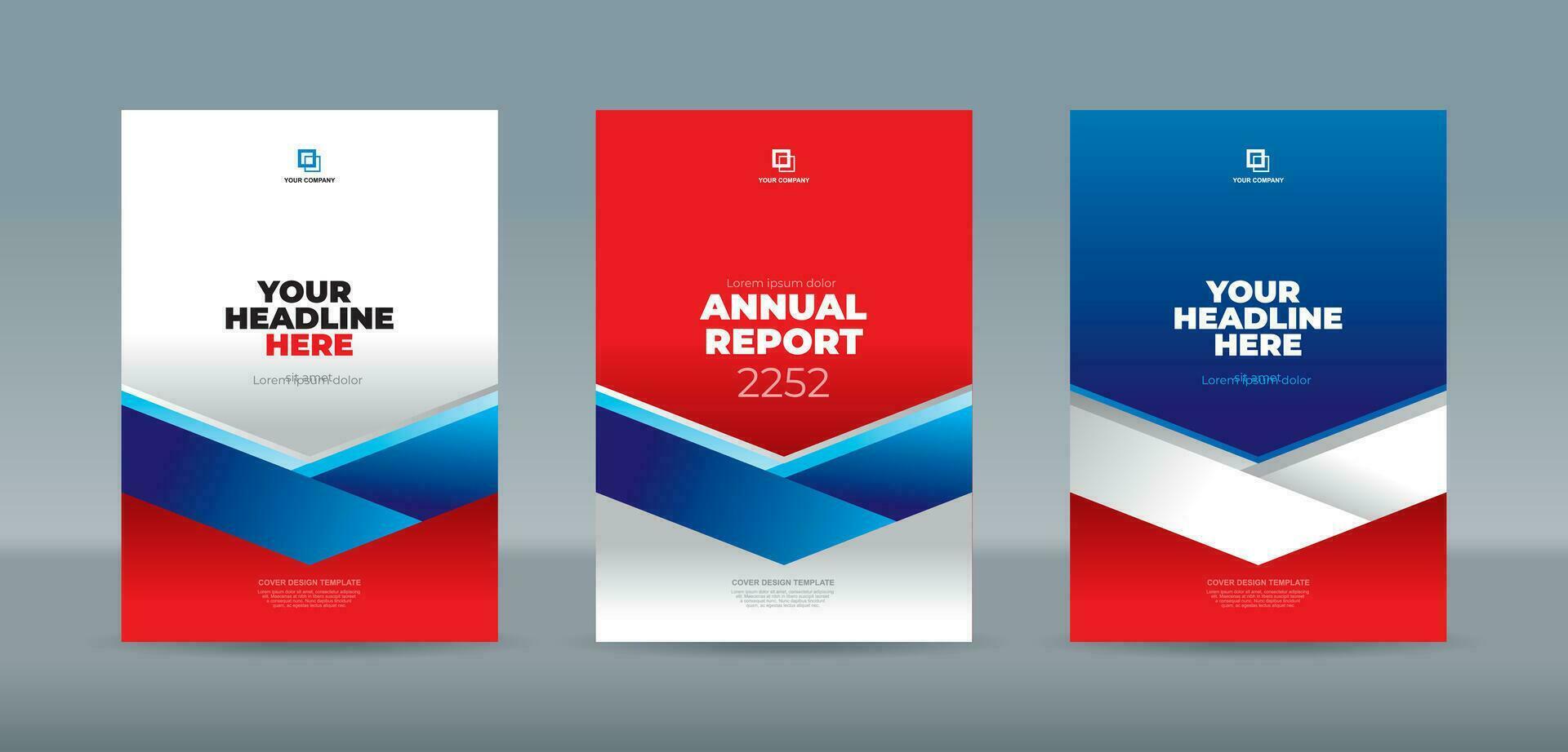 Modern red, blue and white color folding ribbon, A4 size book cover template for annual report, magazine, booklet, proposal, portfolio, brochure, poster vector