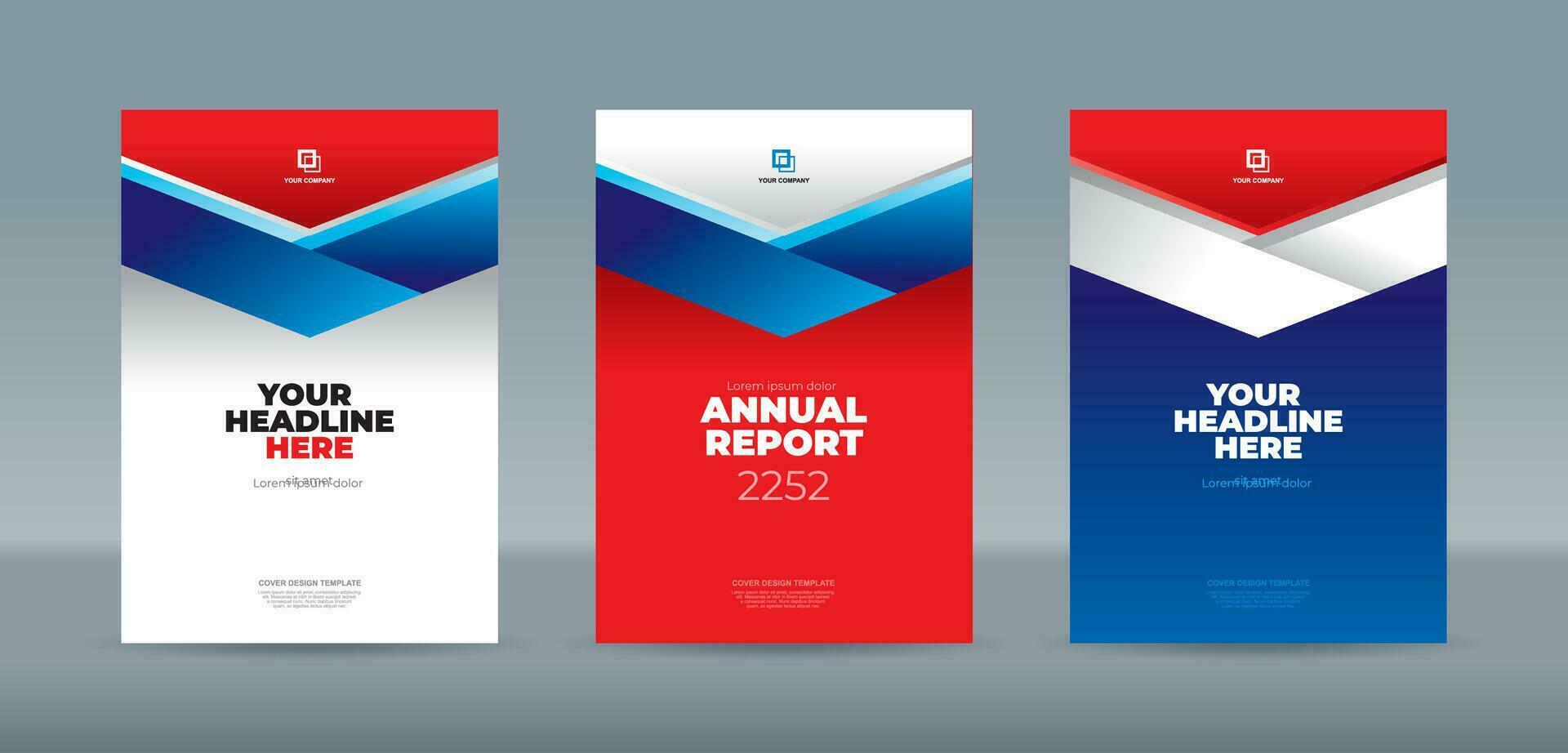 Modern red, blue and white color folding ribbon, A4 size book cover template for annual report, magazine, booklet, proposal, portfolio, brochure, poster vector