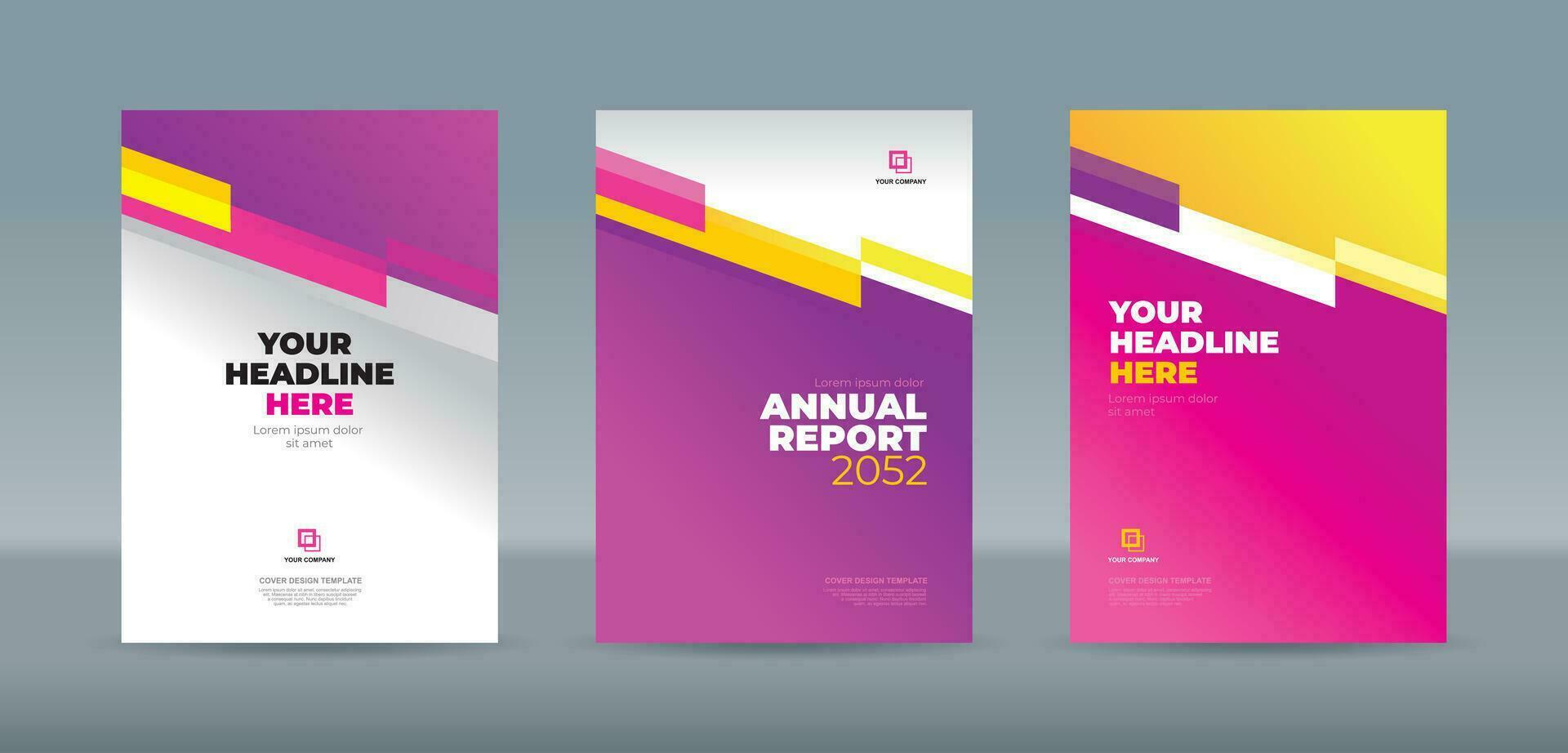 Modern abstract random transparent bar purple, magenta, yellow, white background. A4 size book cover template for annual report, magazine, booklet, proposal, portfolio, brochure, poster vector