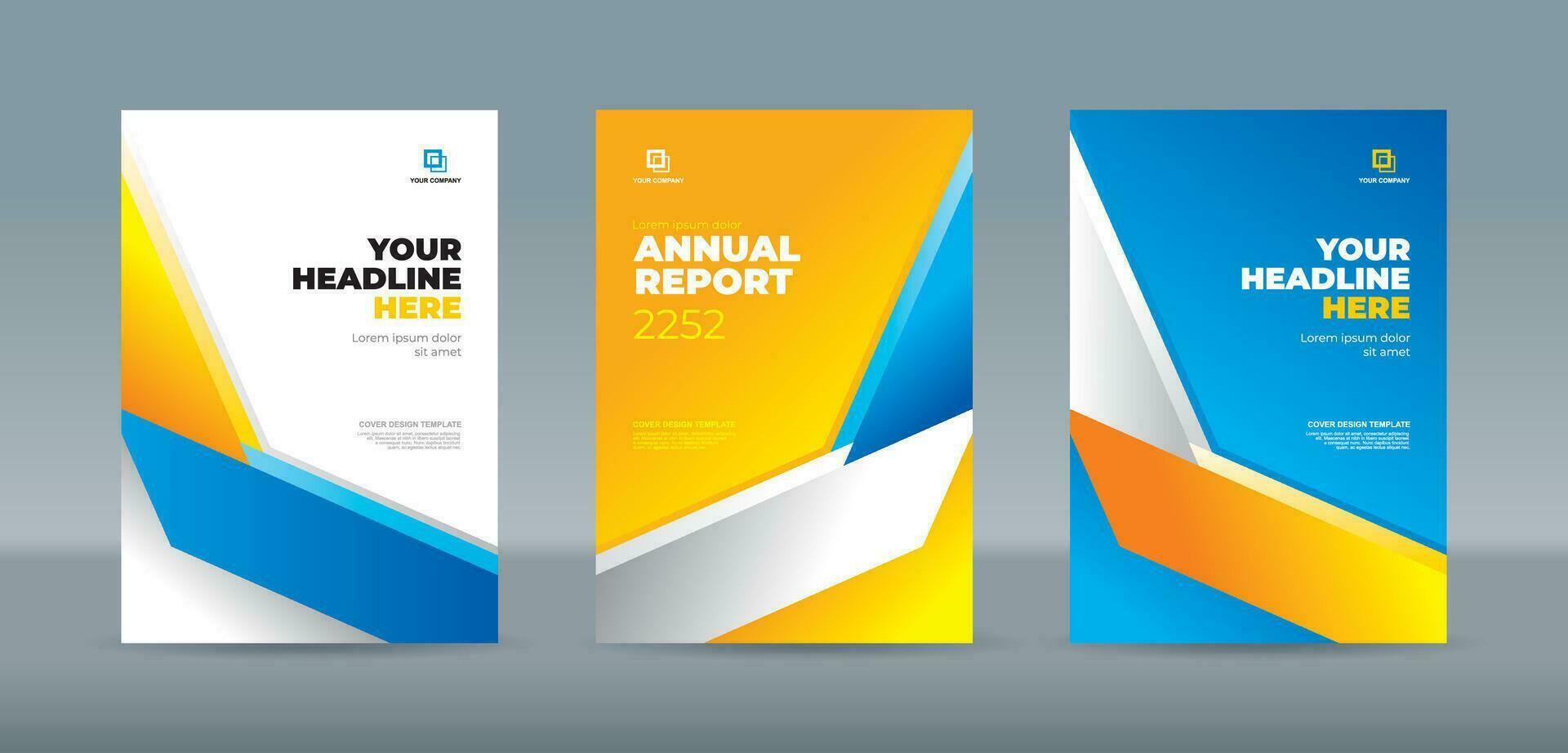Modern cyan, yellow and white color folding ribbon, A4 size book cover template for annual report, magazine, booklet, proposal, portfolio, brochure, poster vector