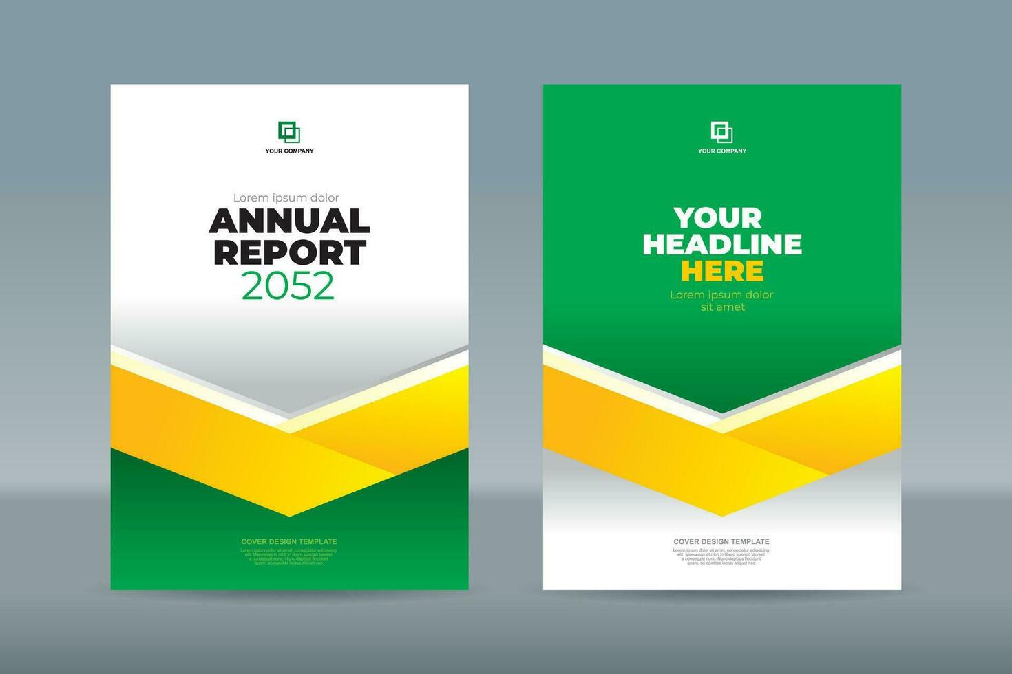 Modern green, yellow and white color folding ribbon, A4 size book cover template for annual report, magazine, booklet, proposal, portfolio, brochure, poster vector