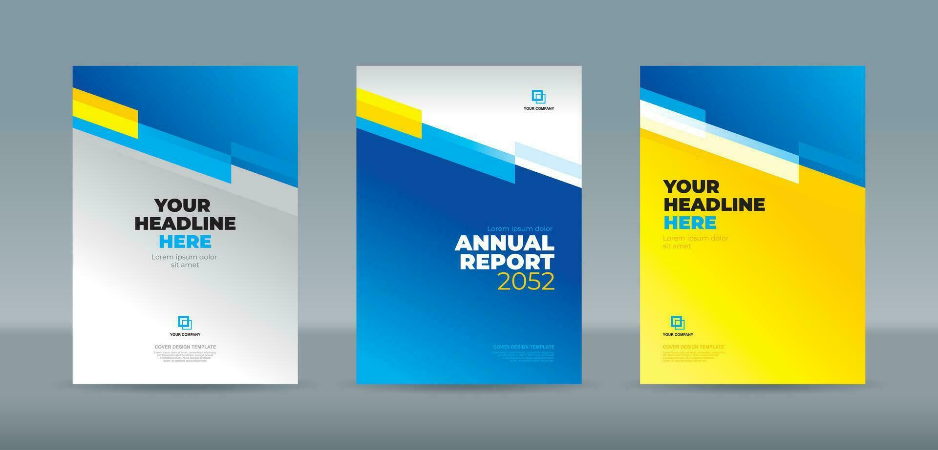 Modern abstract random transparent bar blue yellow white background. A4 size book cover template for annual report, magazine, booklet, proposal, portfolio, brochure, poster vector