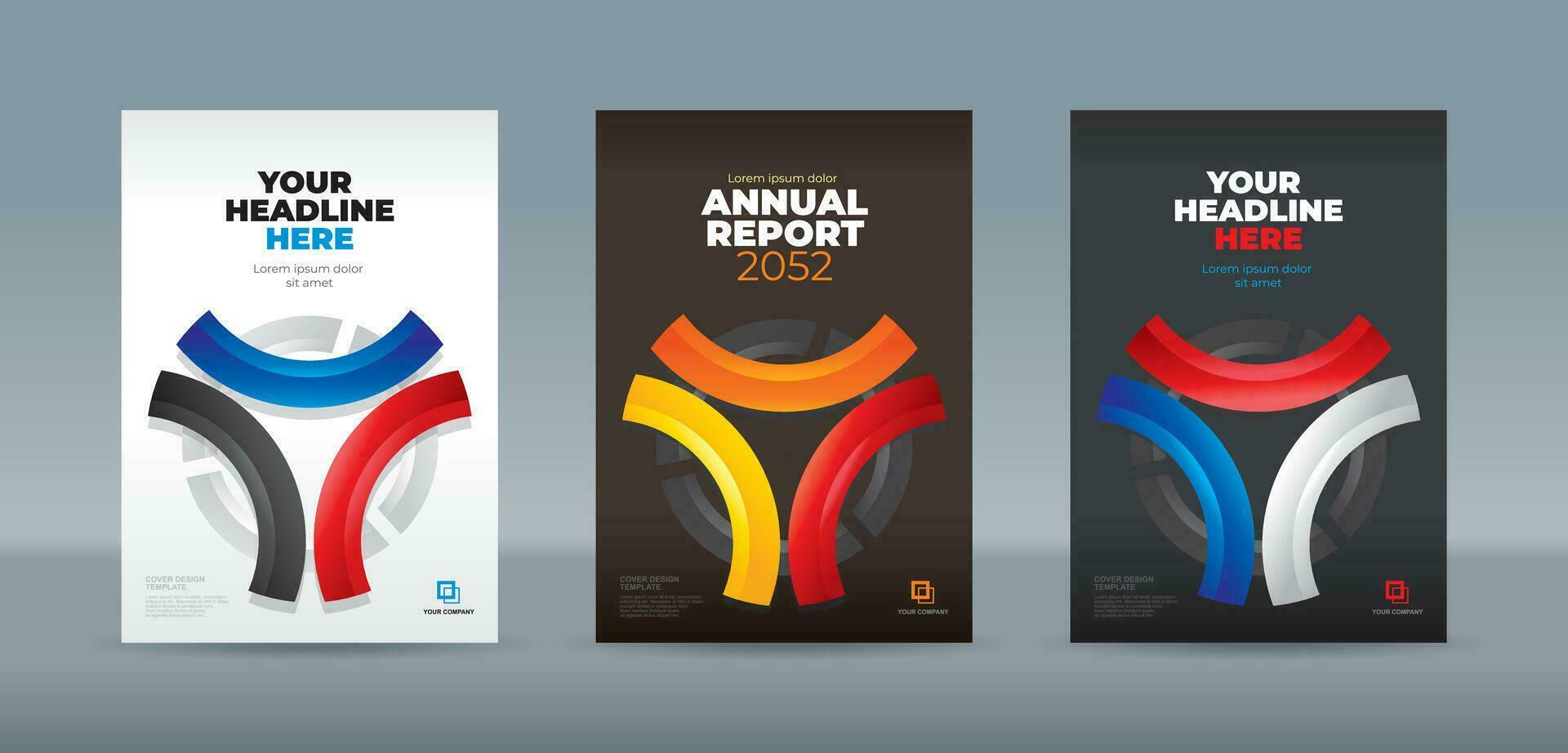Glass curves in black, blue, yellow, orange and red colors on a black background. A4 size book cover template for annual report, magazine, booklet, proposal, portfolio, brochure, poster vector