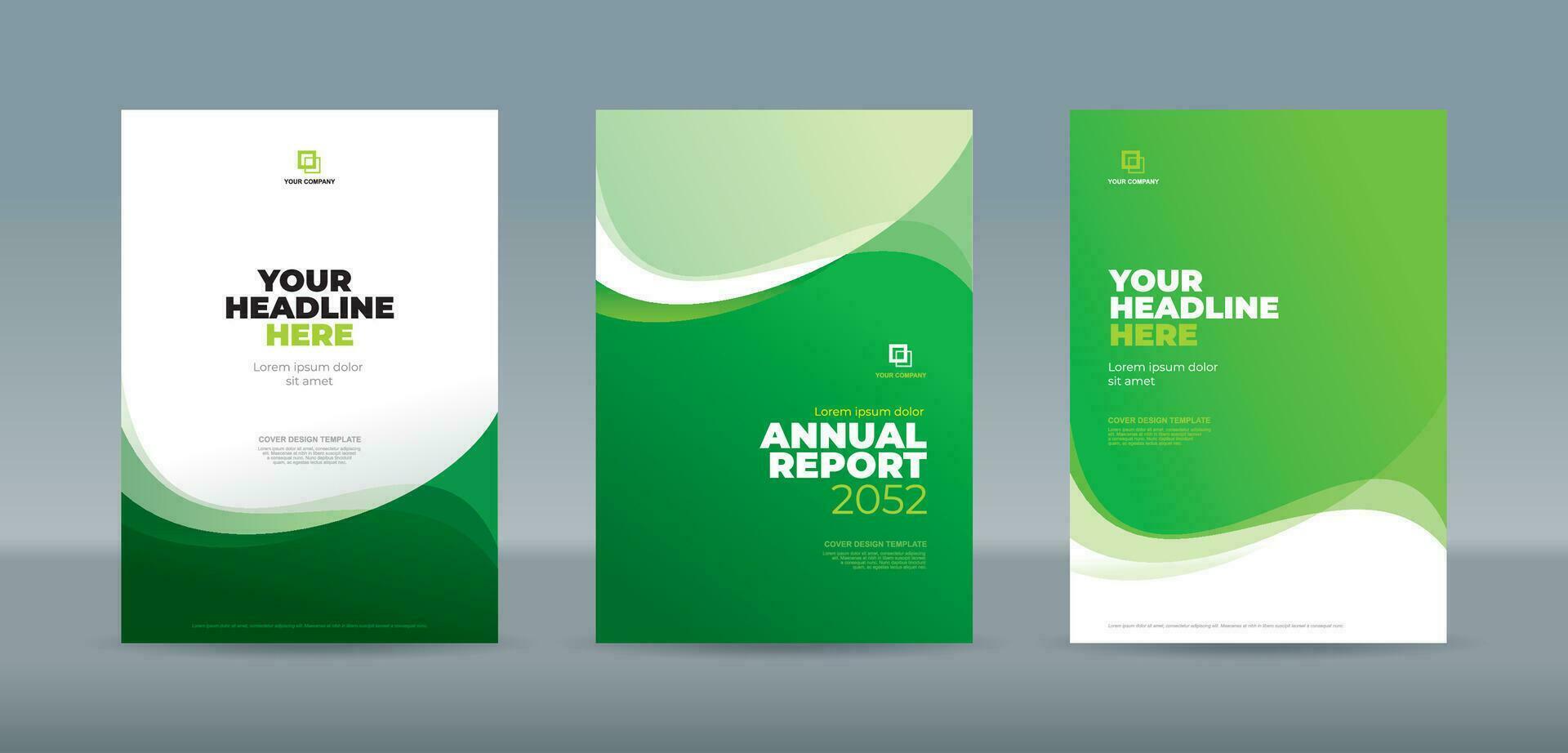 Abstract curve shape on green and white color background - A4 size book cover template for annual report, magazine, booklet, proposal, portfolio, brochure, poster vector
