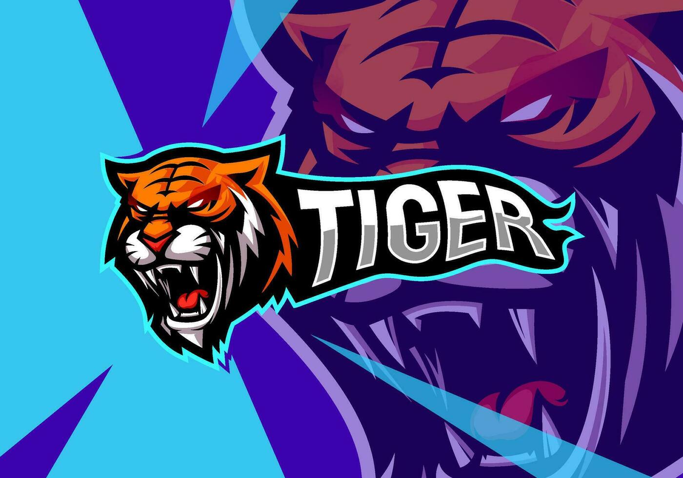 Tigre cabeza deporte mascota logo para juego de azar, béisbol, fútbol equipo. silueta de Tigre cabeza vector ilustración.