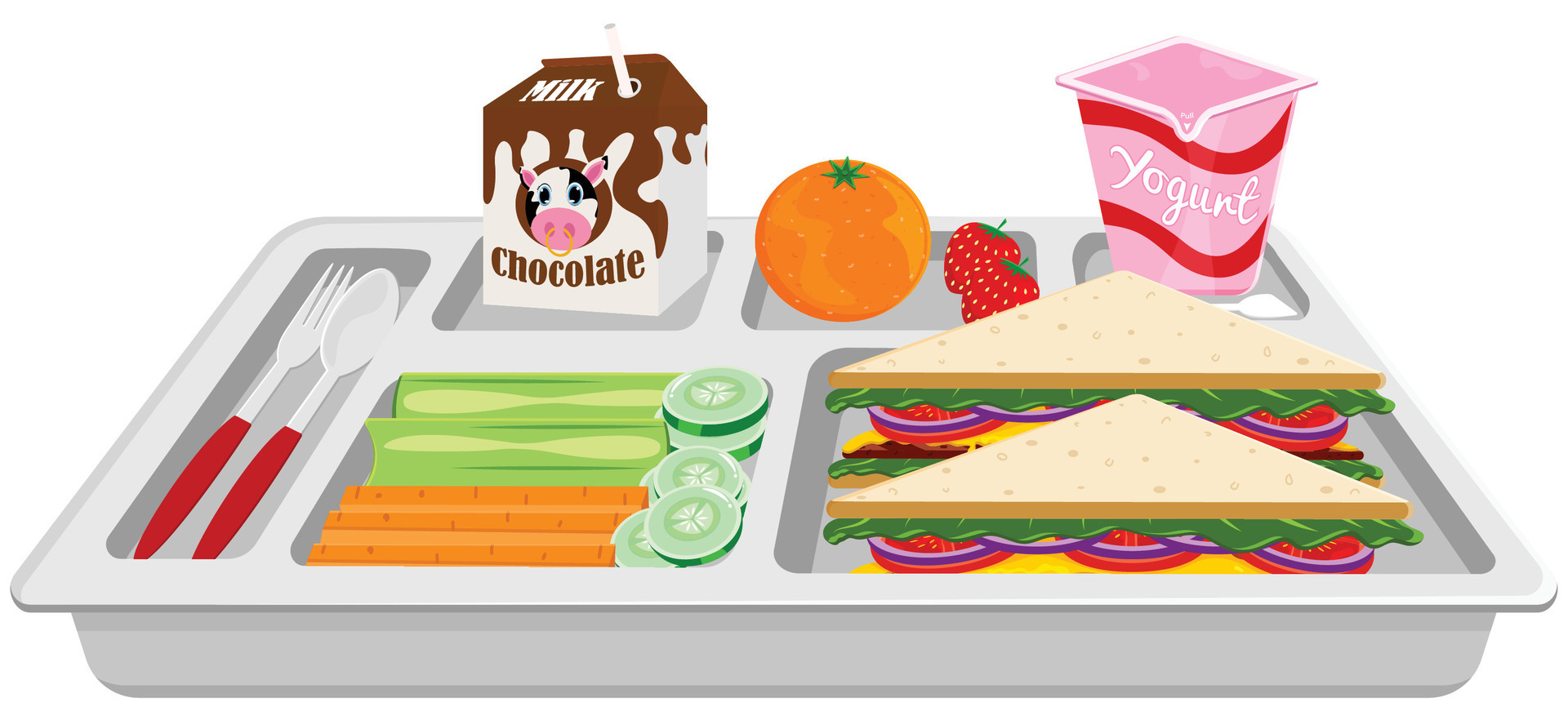 Healthy School Lunch Tray - Vector Illustration 25373426 Vector Art at  Vecteezy