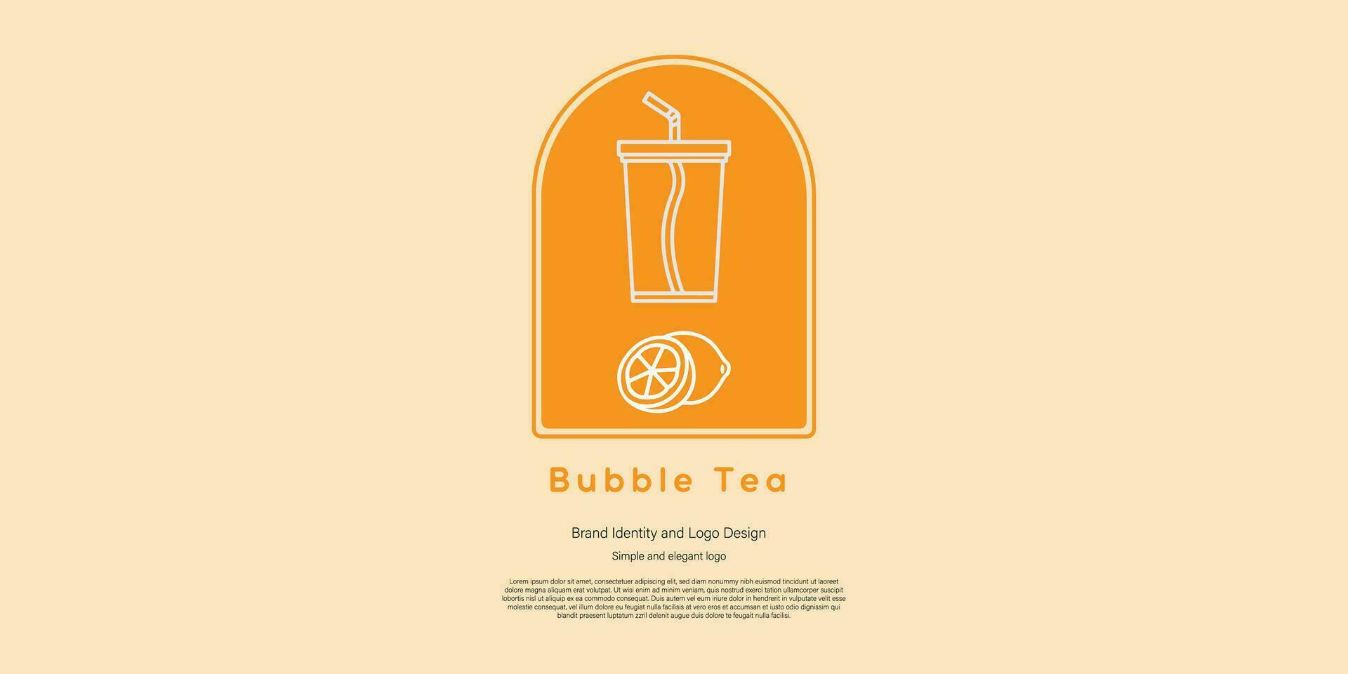 lemon and bubble tea for business identity and brand vector