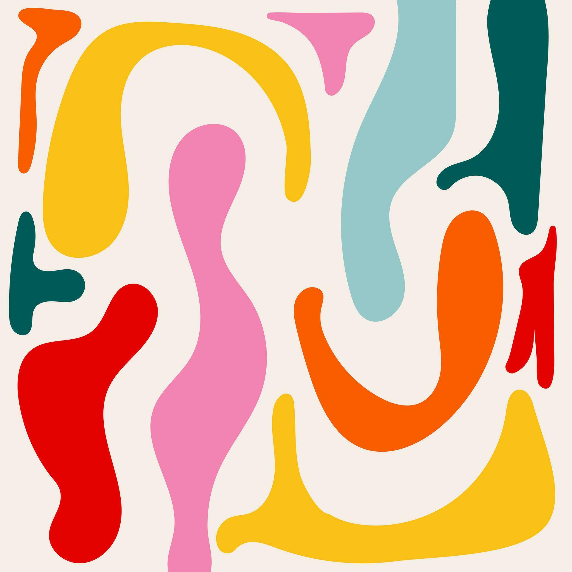 Aesthetic artistic pattern. Colorful hand drawn organic shapes, doodles