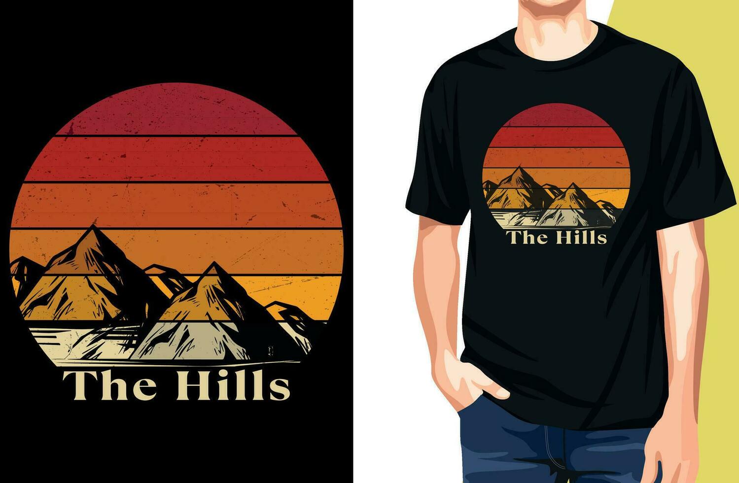 'el sierras' retro, antiguo camiseta diseño y Bosquejo vector