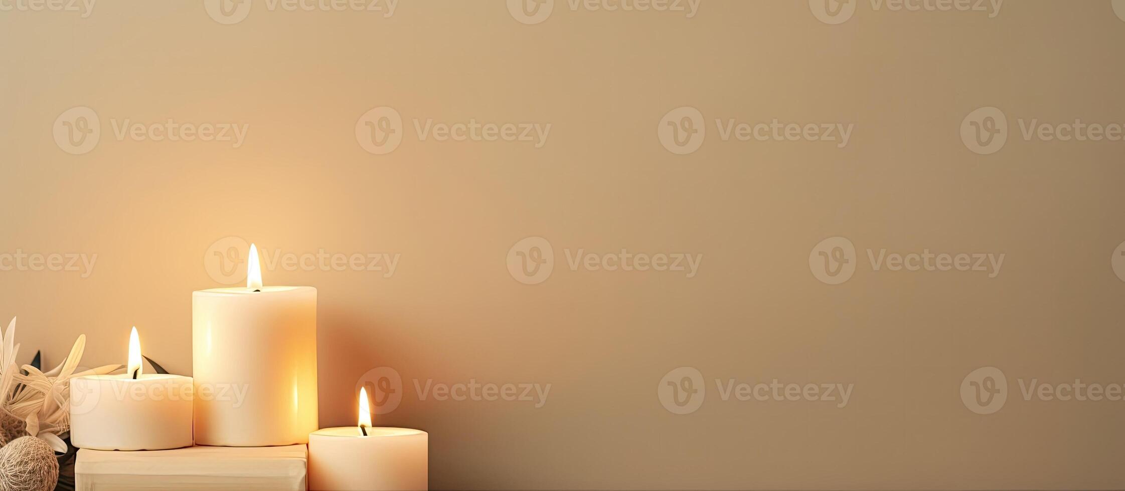 A group of white candles sitting next to each other created with technology photo