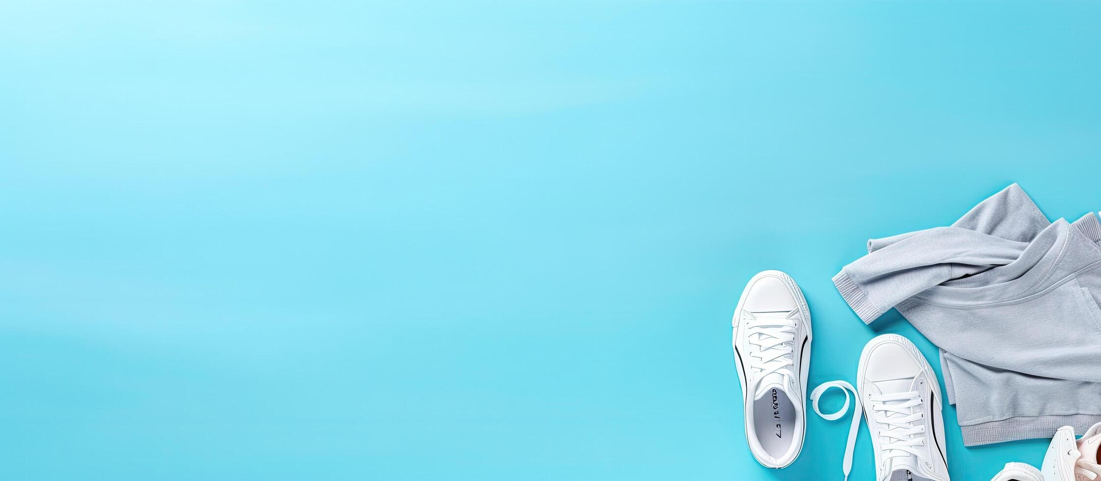A pair of sneakers, a sweatshirt, and a pair of tennis shoes on a created with technology photo