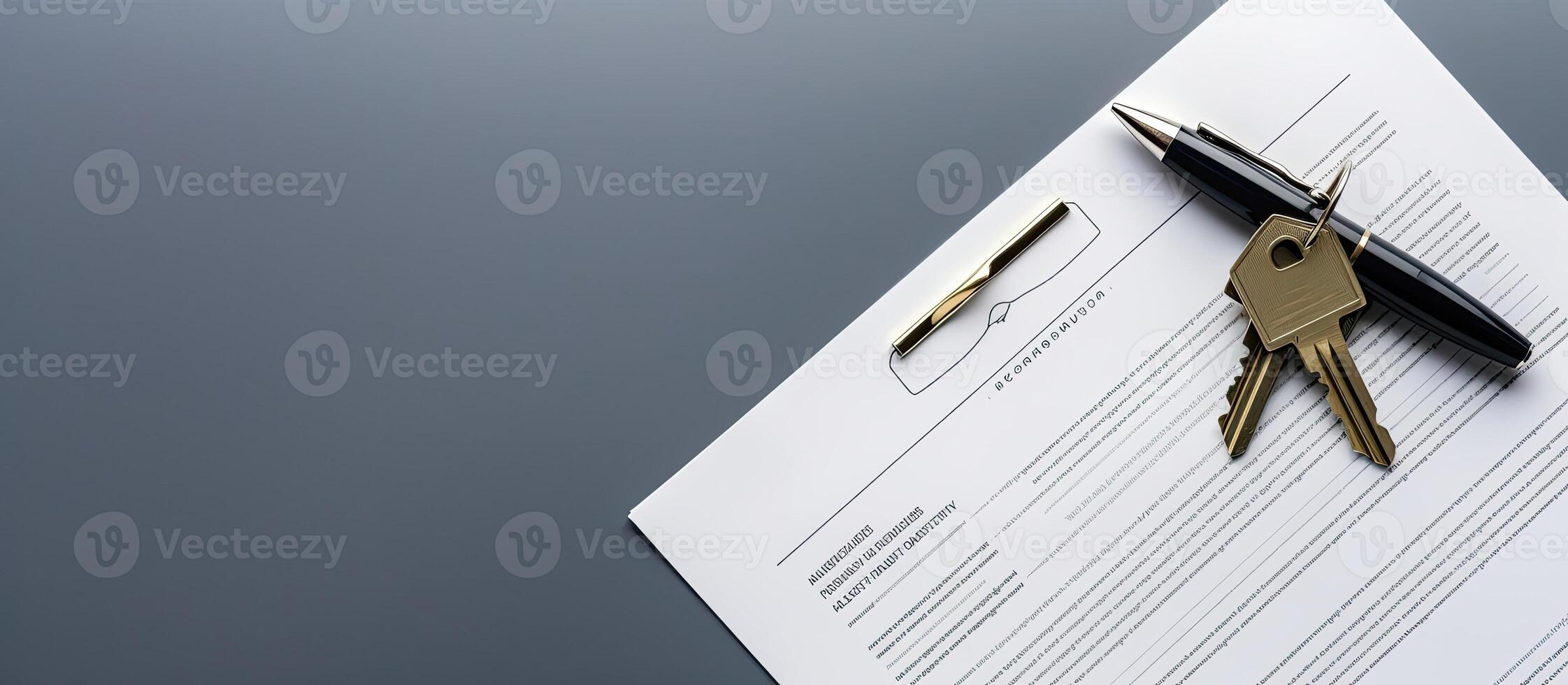 A pen sitting on top of a piece of paper next to a pair of keys created with technology photo