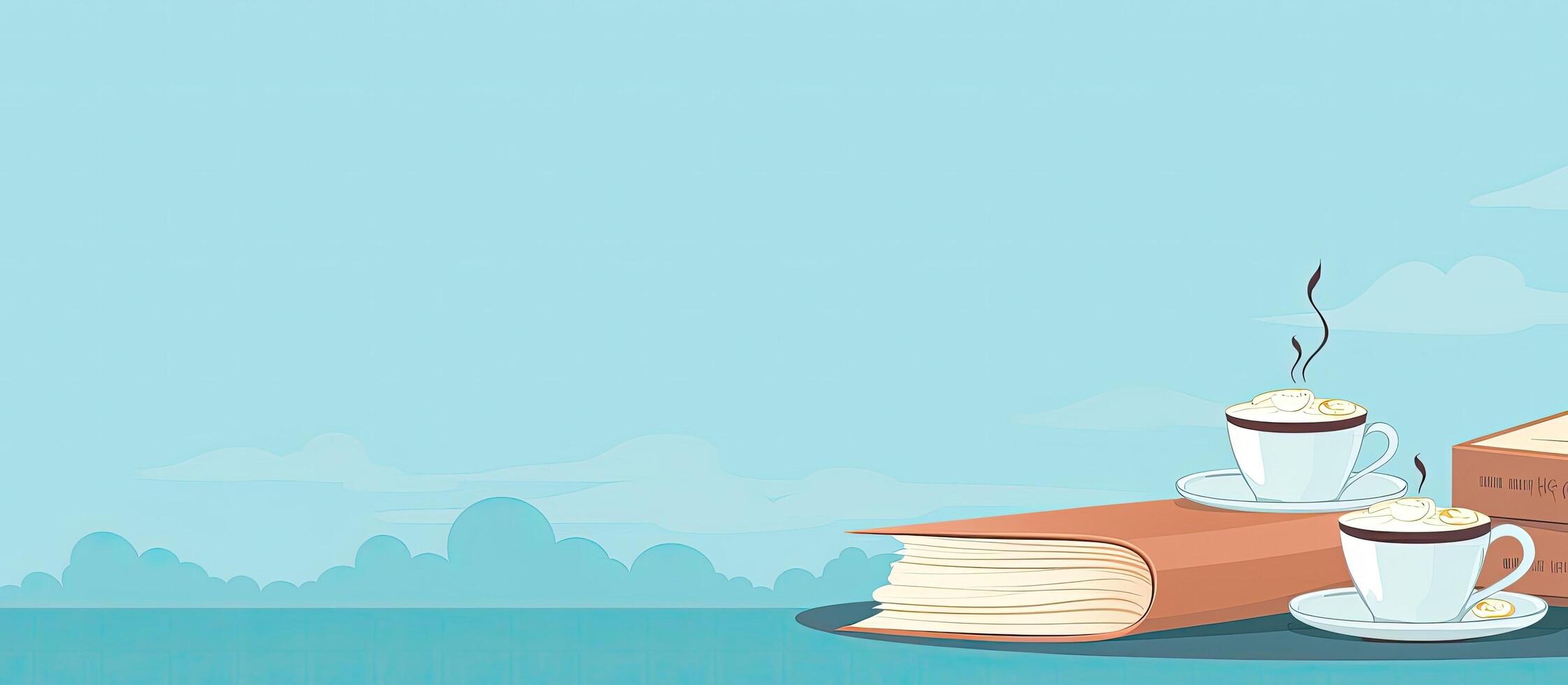 A stack of books with a cup of coffee on top of it created with technology photo