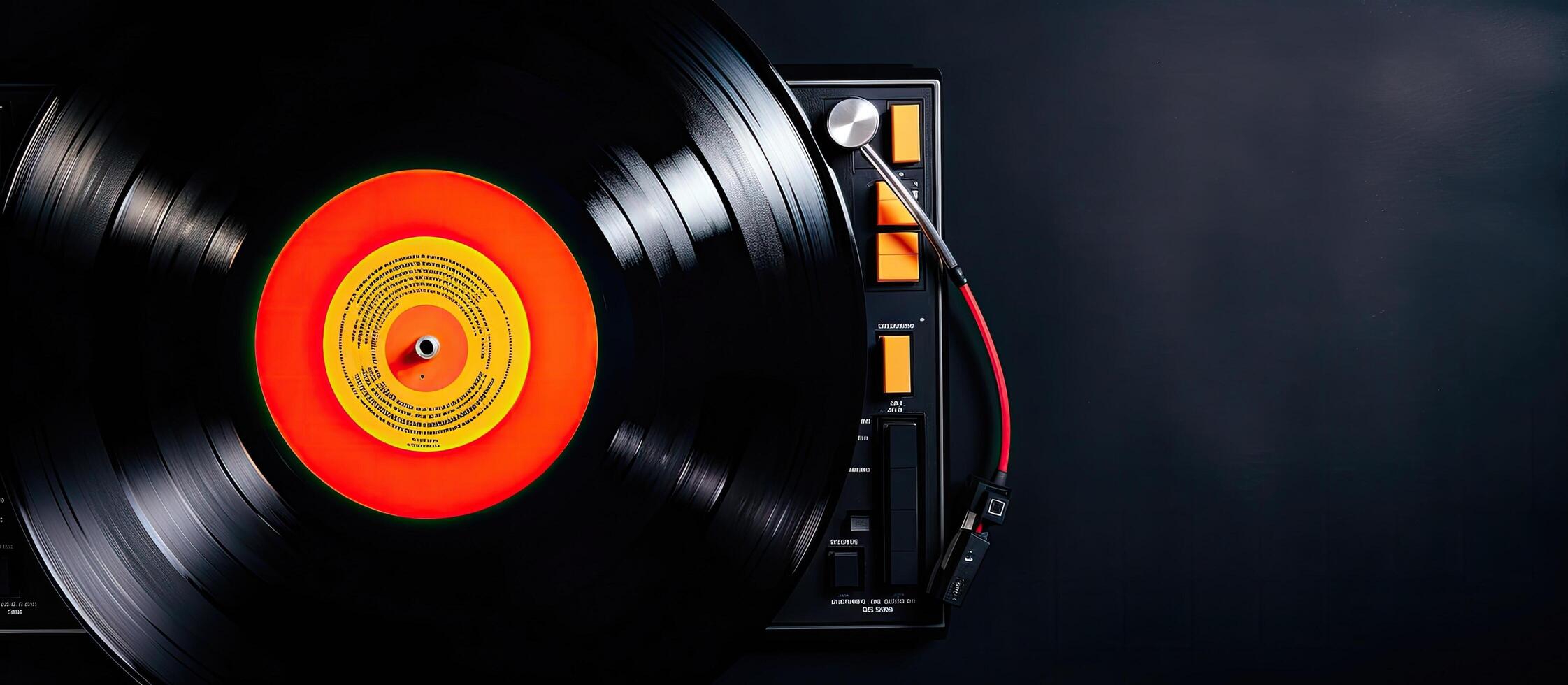 A record player with an orange disk on top of it created with technology photo