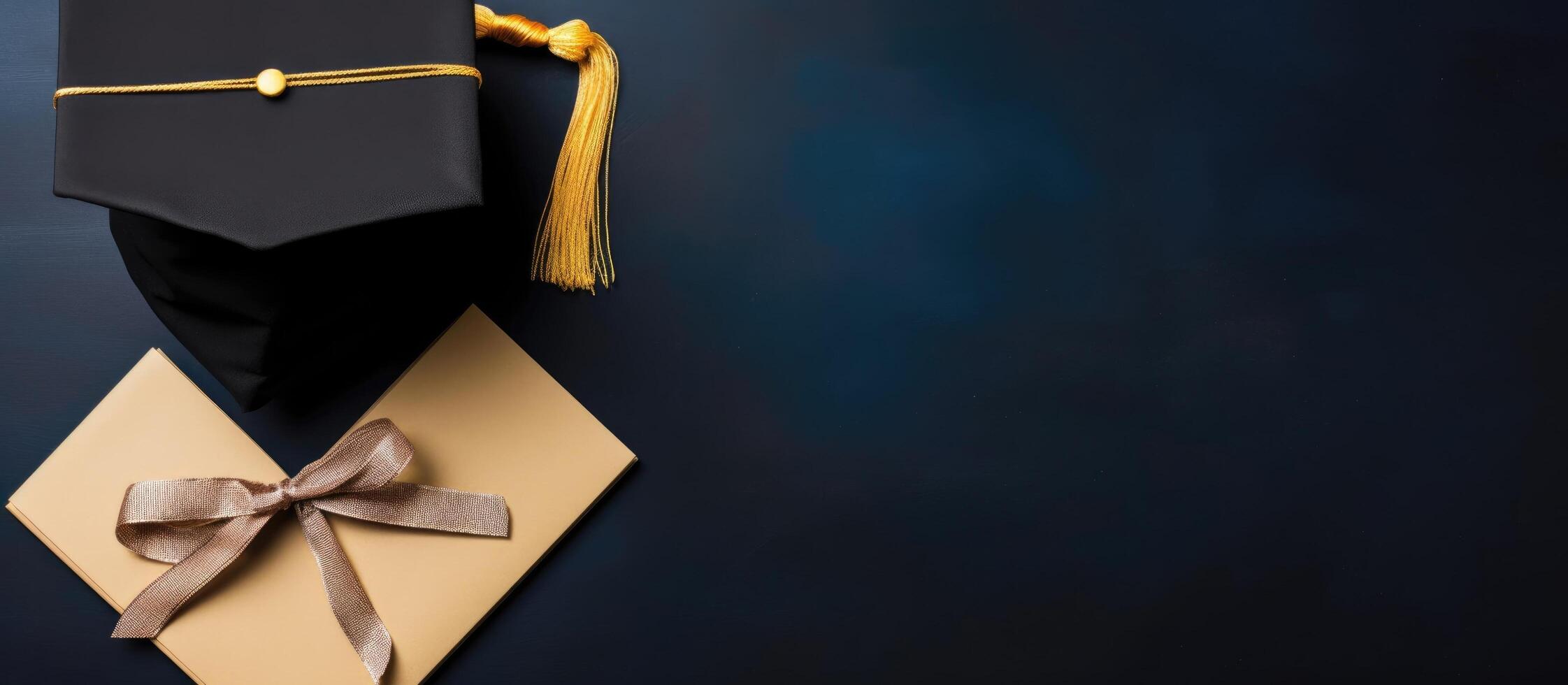 A graduation cap with a tassel on top of it created with Generative AI technology photo