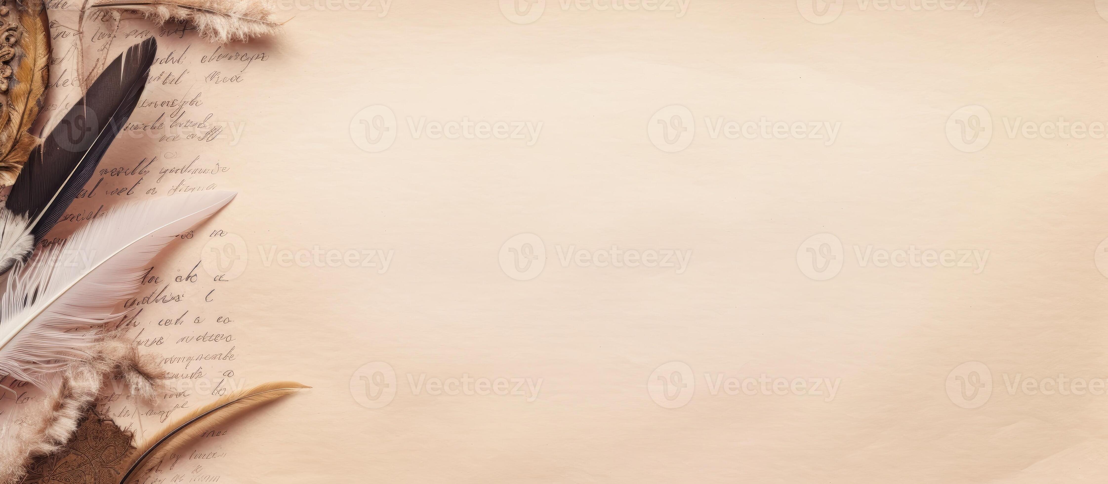 An old paper with a feather quill on it created with Generative AI  technology 25374004 Stock Photo at Vecteezy