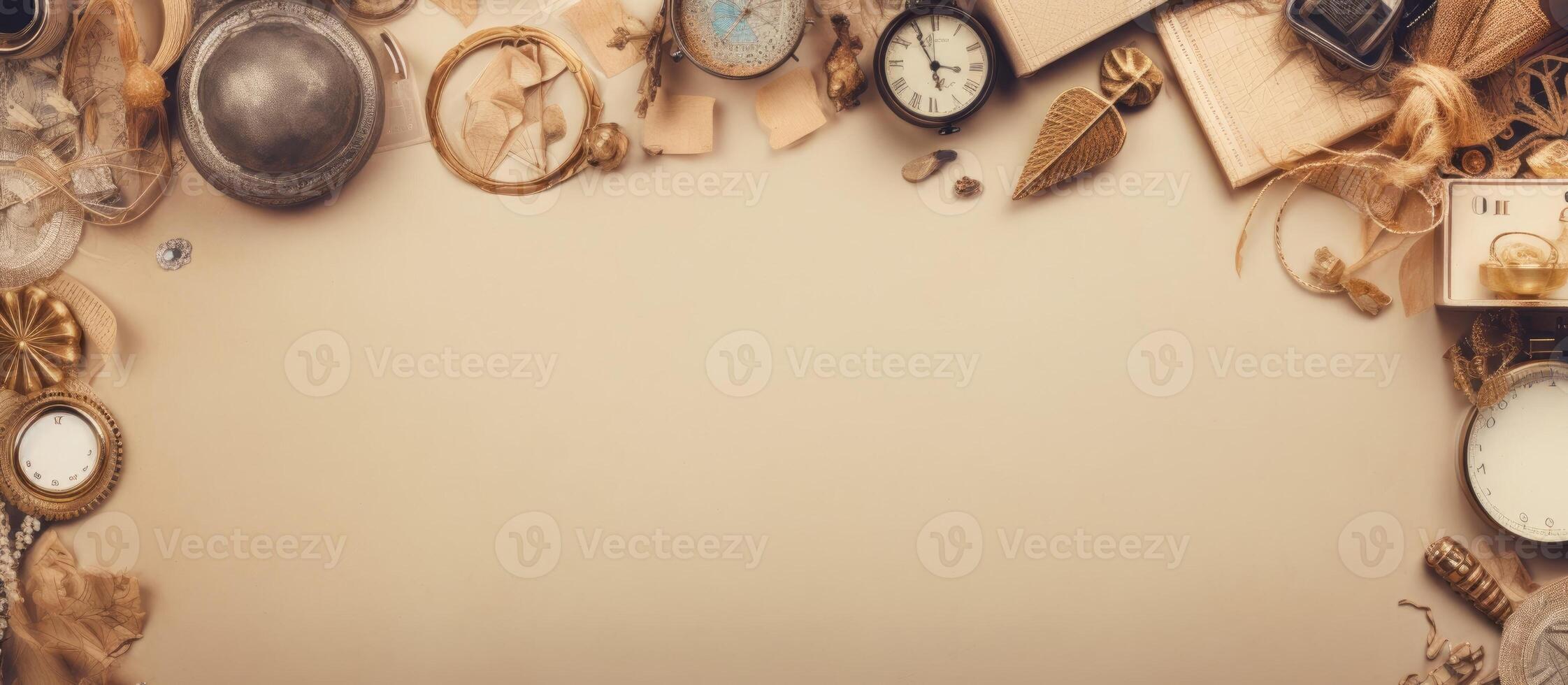 A table topped with lots of different types of clocks created with technology photo