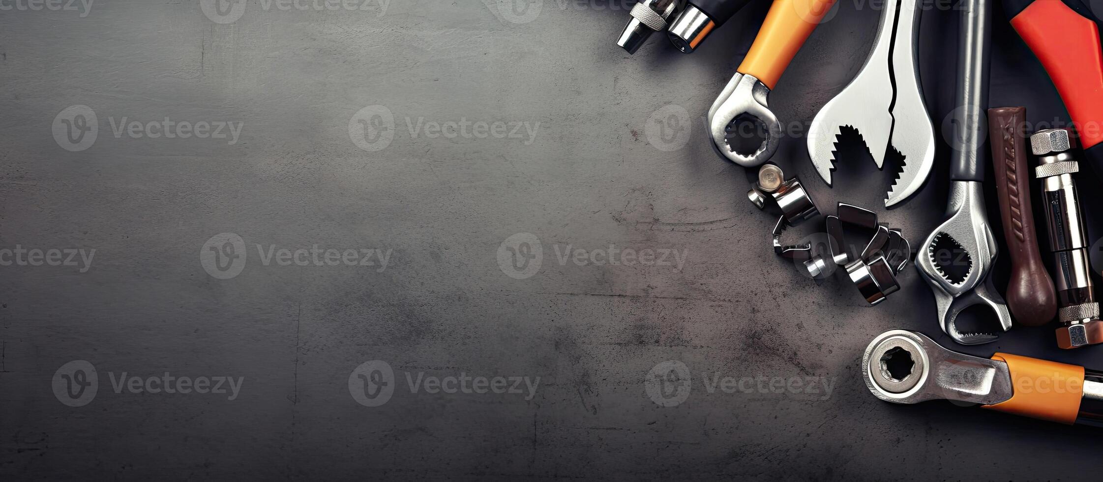 A variety of tools laid out on a table created with technology photo