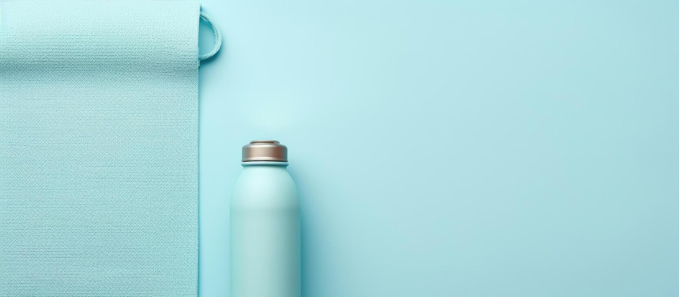 A water bottle next to a roll of toilet paper created with technology photo