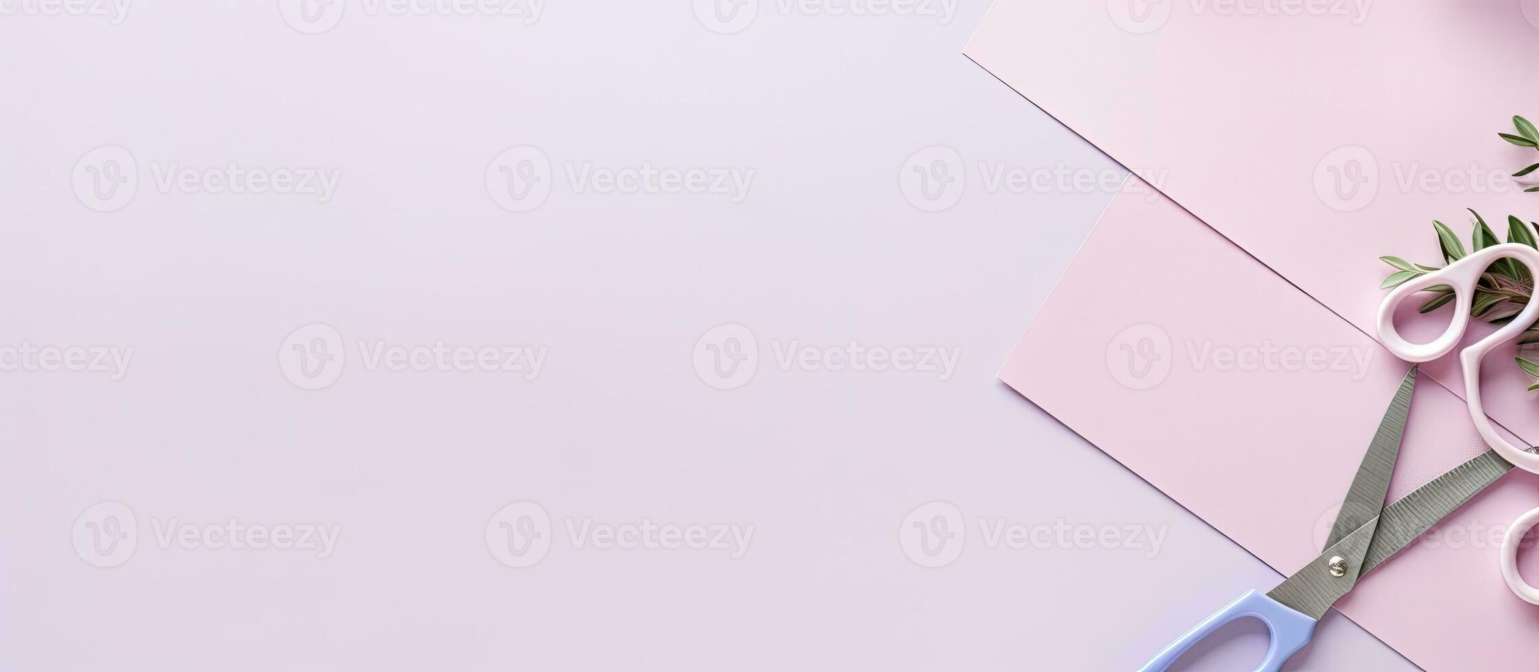 A pair of scissors sitting on top of a pink surface created with Generative AI technology photo