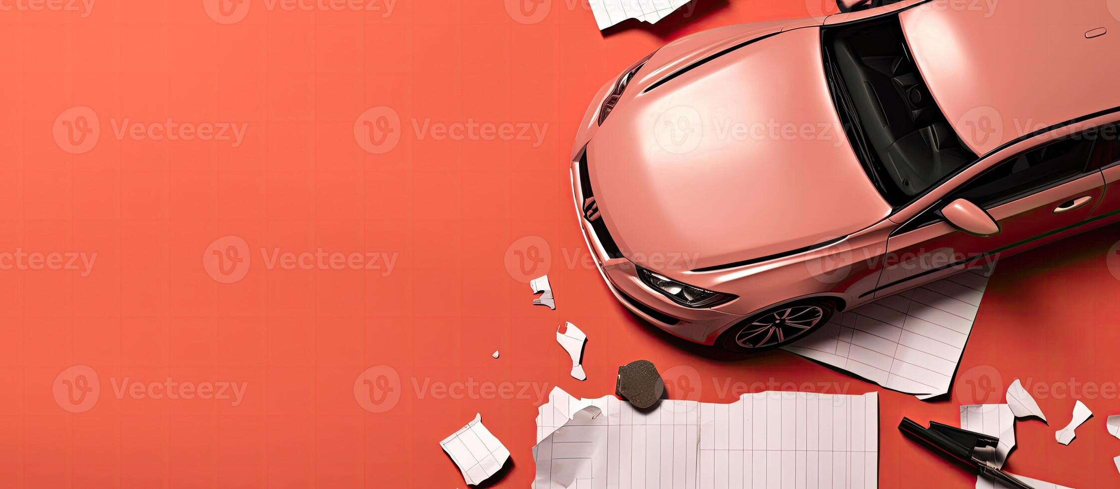 A car that is sitting on top of a piece of paper created with technology photo