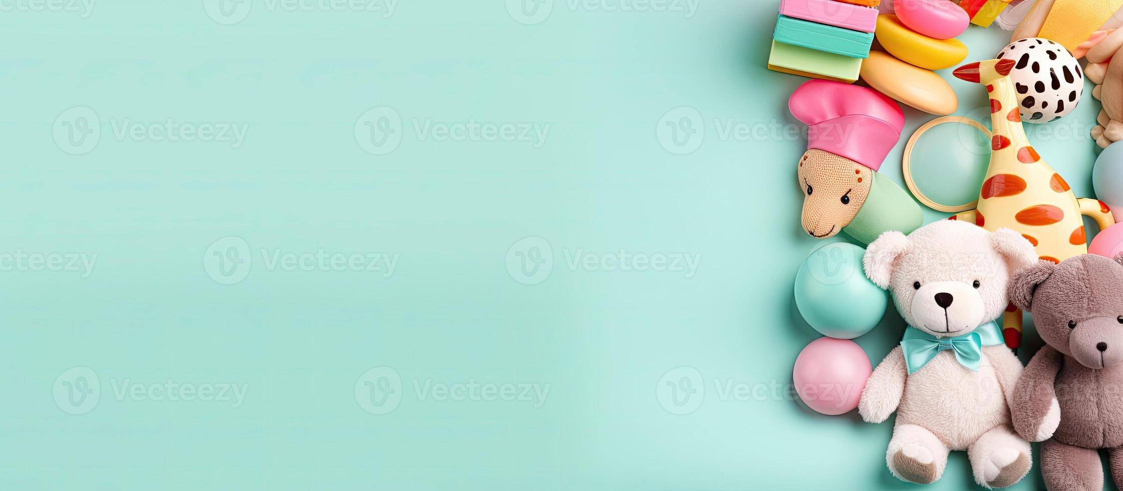 A group of stuffed animals sitting next to each other created with technology photo