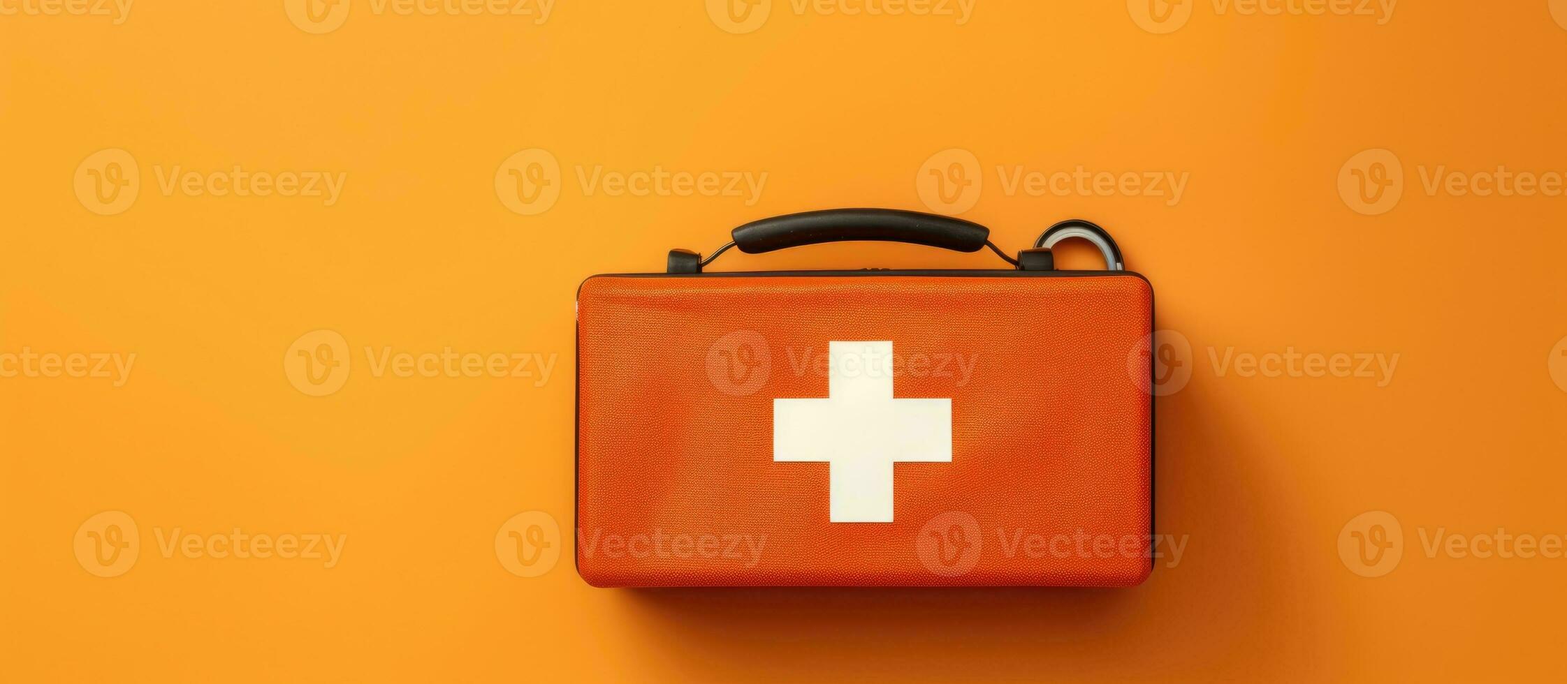 An orange case with a white cross on it created with Generative AI technology photo