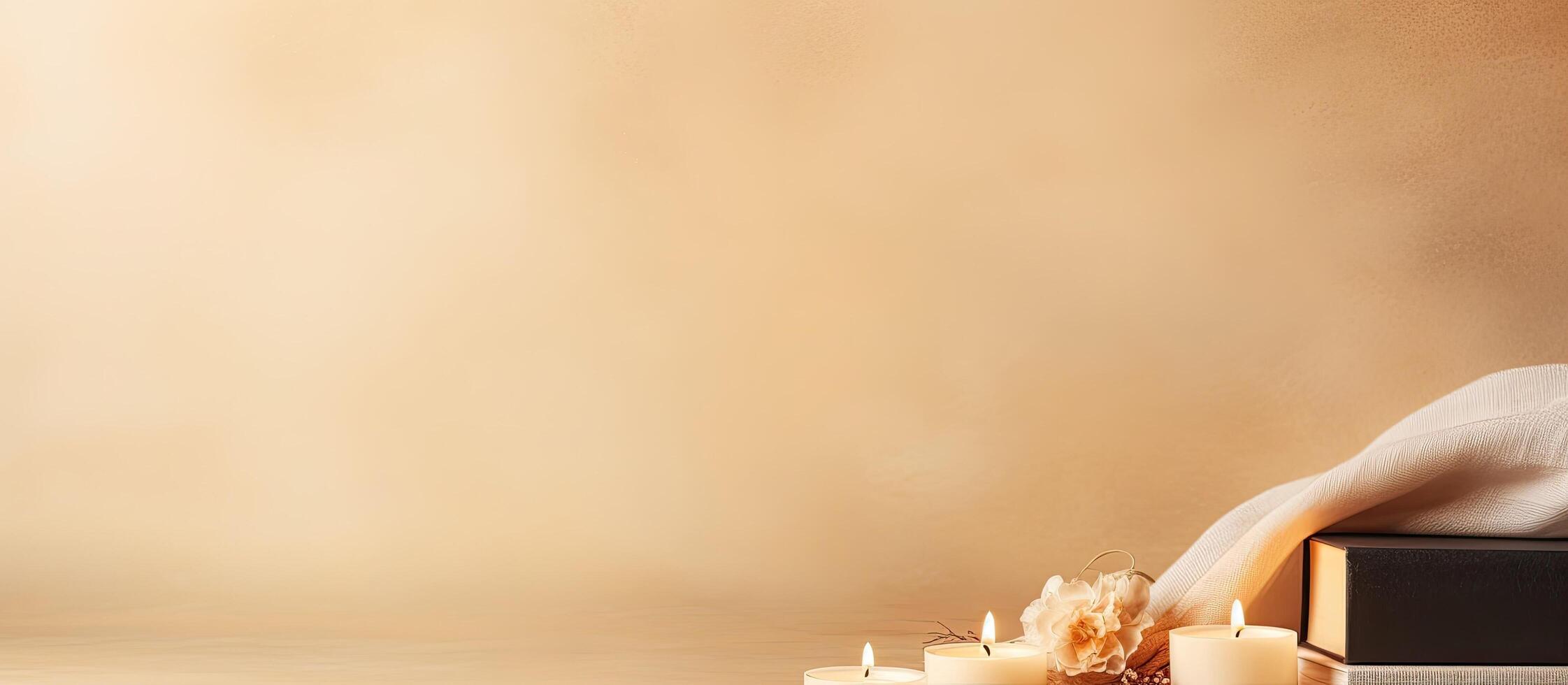 A bunch of candles sitting on top of a table created with technology photo