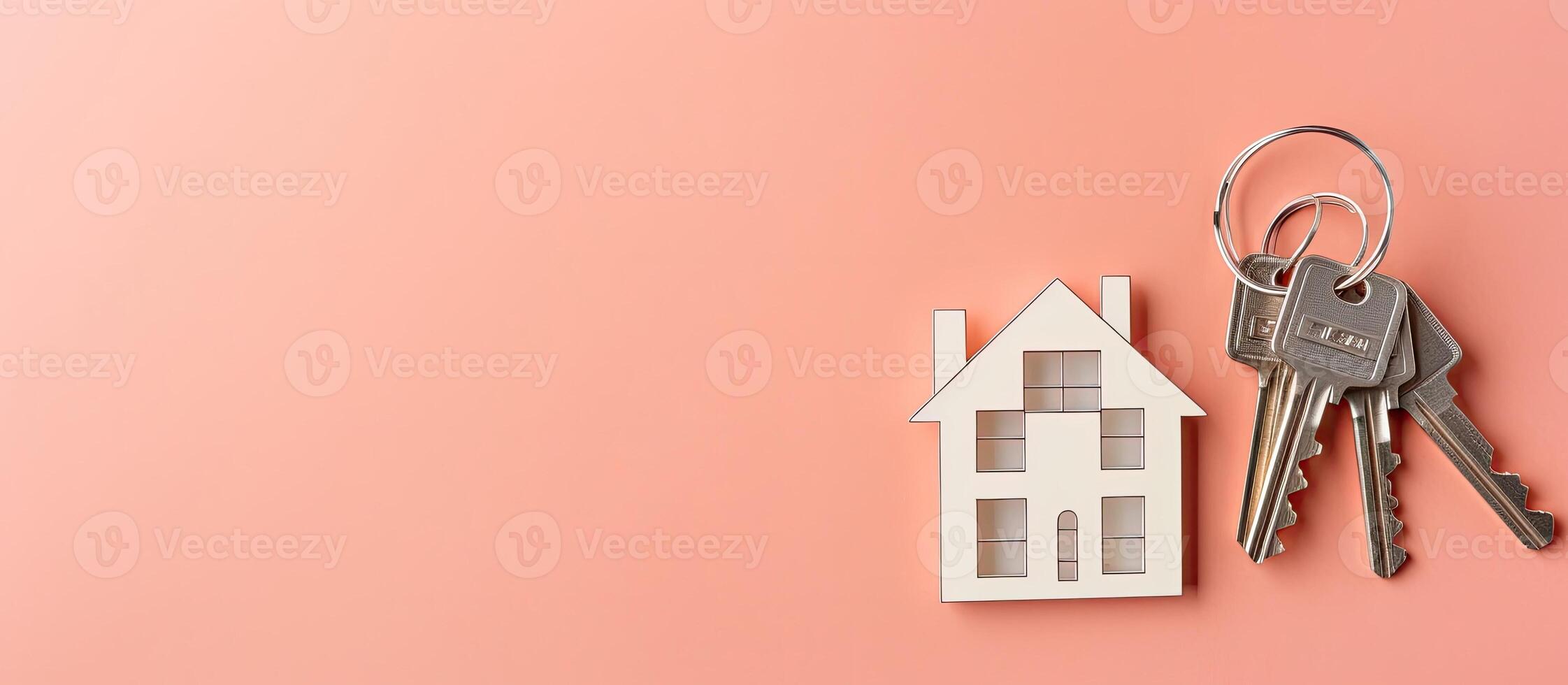 A house shaped keychain with a house cut out of it created with technology photo
