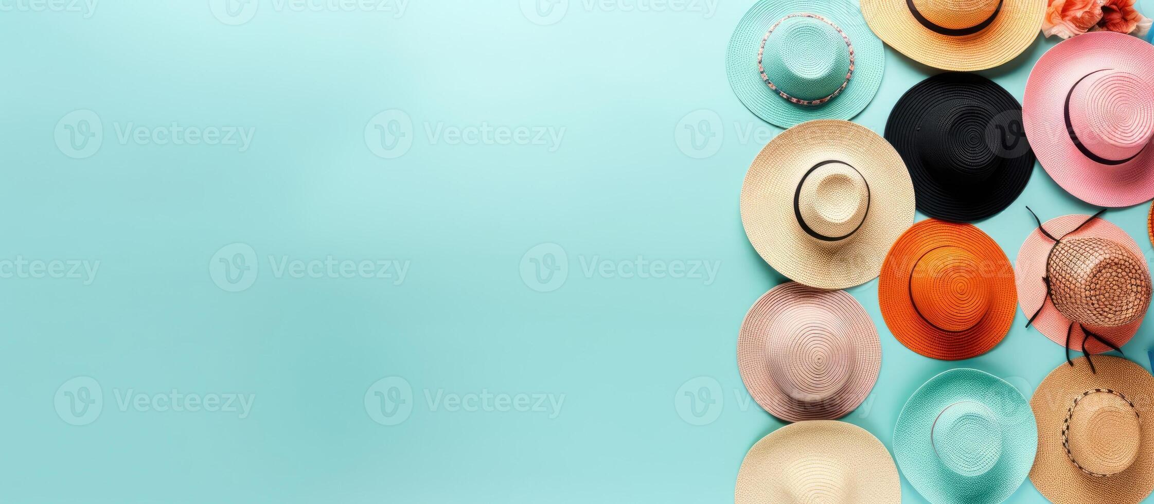 A group of hats hanging on a wall created with technology photo