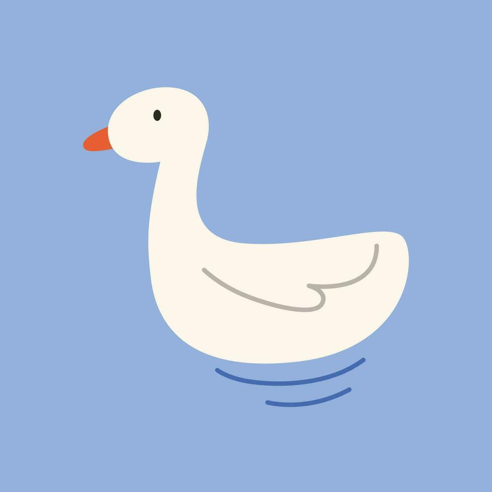 White duck cartoon flat design. Vector illustration