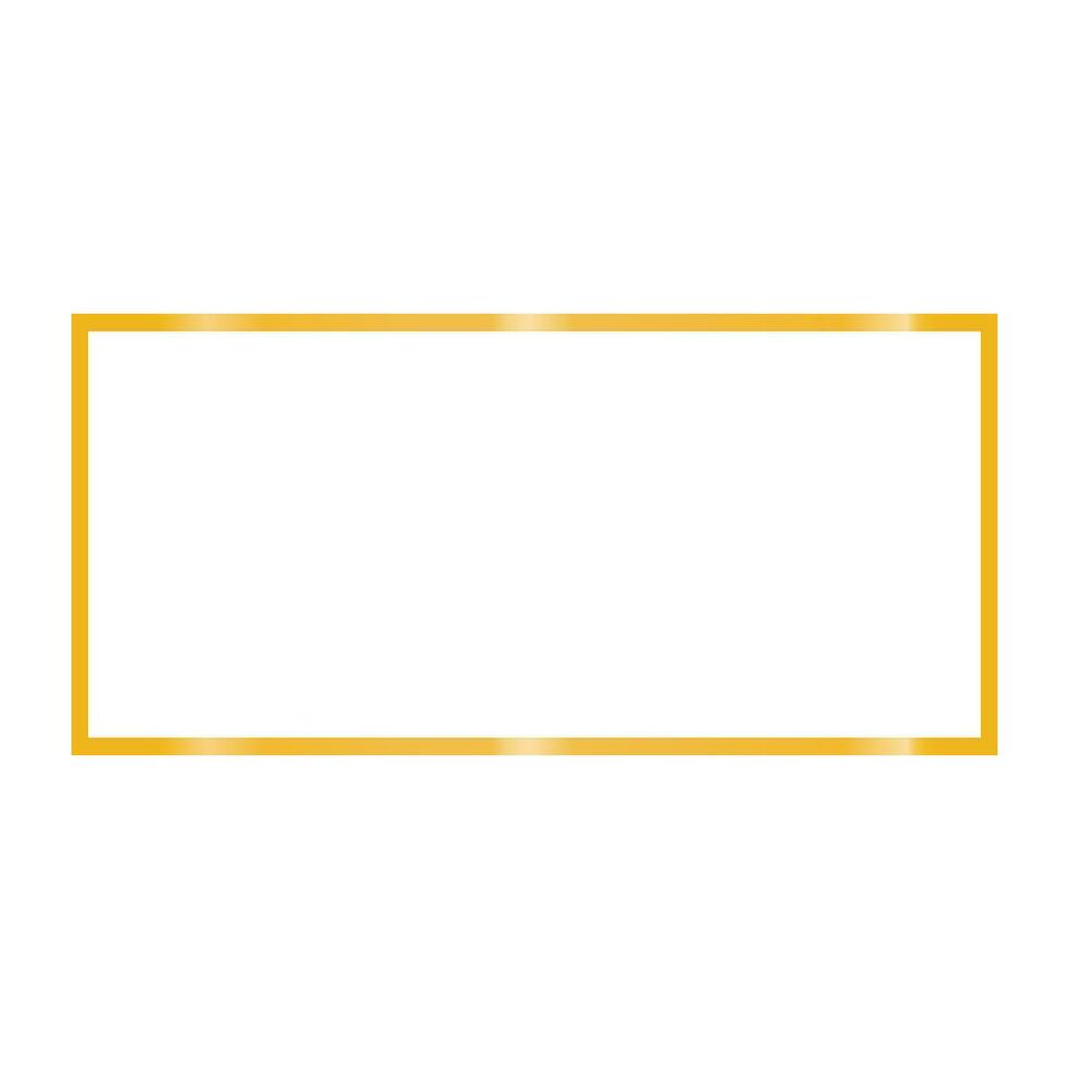 Gold rectangle frame isolated on white bg. Vector illustration