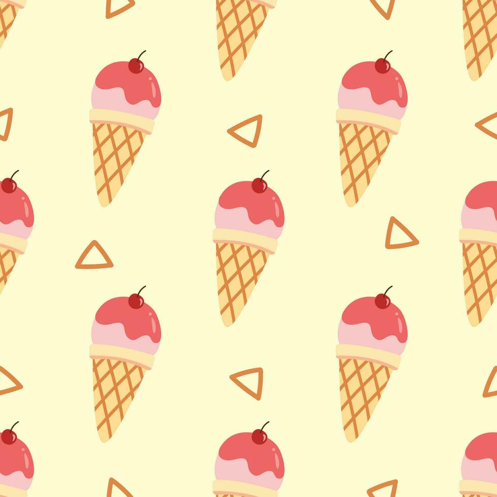 ice cream cartoon seamless pattern bg vector