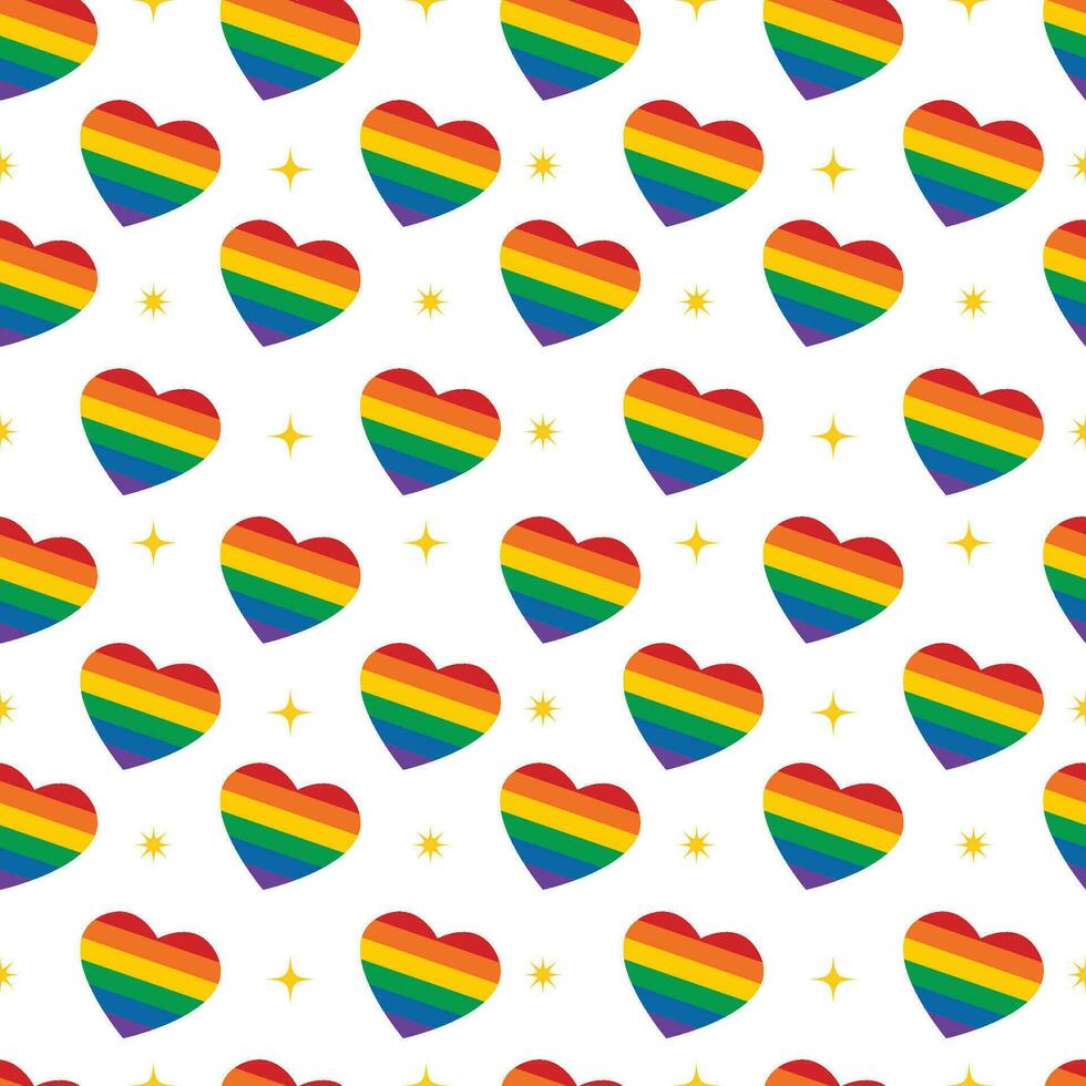 Heart of pride flag, lgbt seamless pattern bg vector