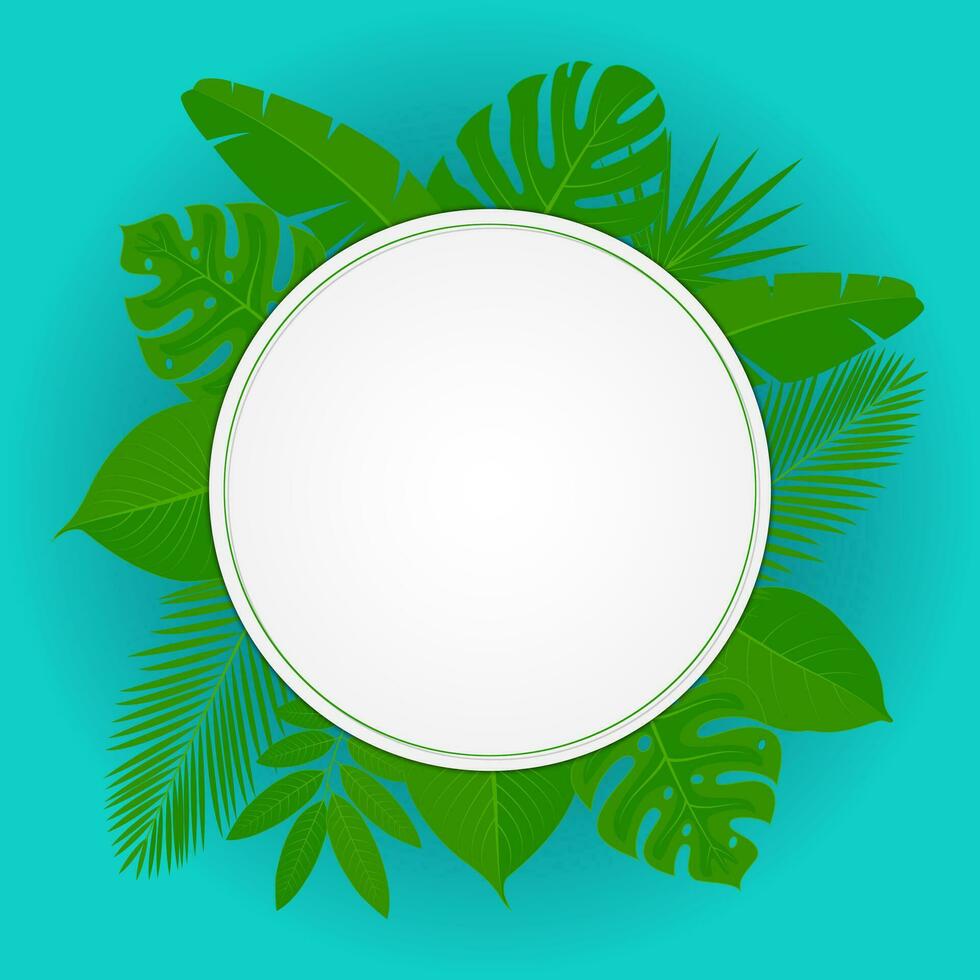 Green leaves frame on trendy vector