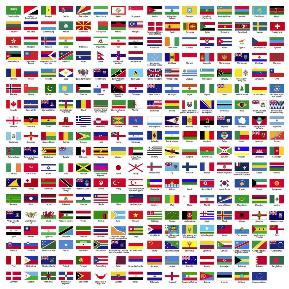 287 world country flags collection flat vector
