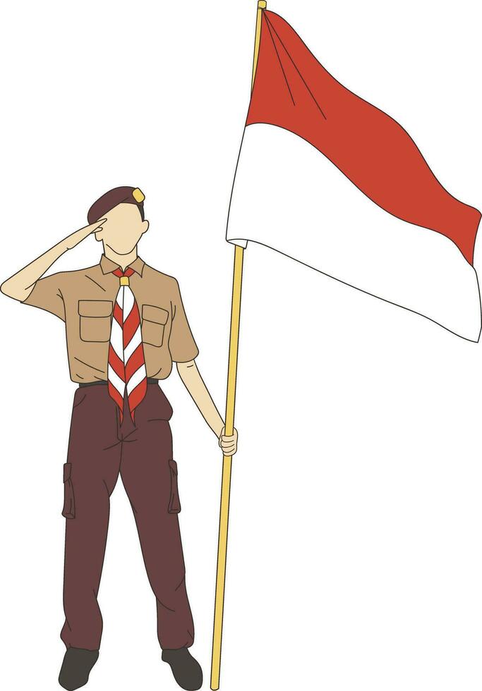 Pramuka aka Indonesian Scout Illustration vector