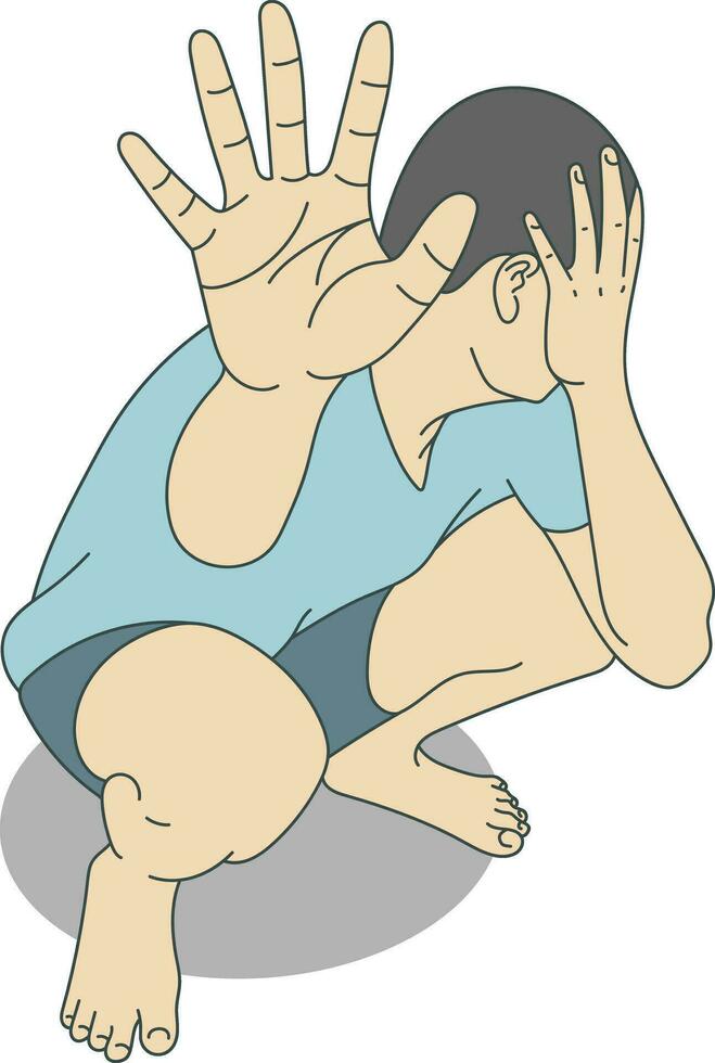 Bullying and Depression Gesture Illustration vector