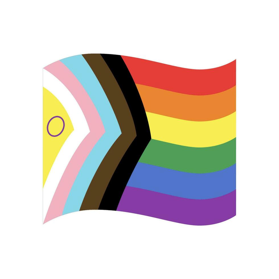 Lgbtqia wavy flag vector illustration. Pride symbol.