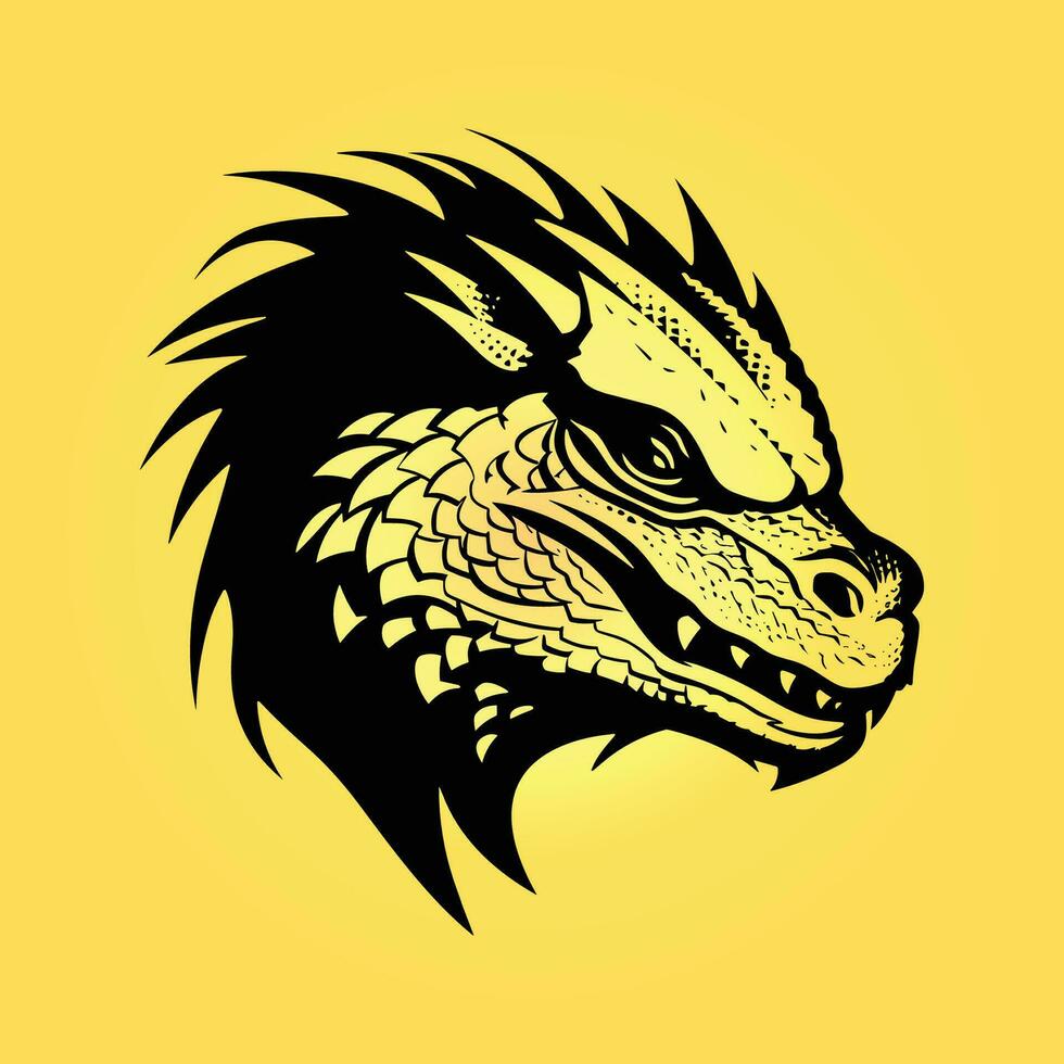 black basilisk head isolated on yellow background vector