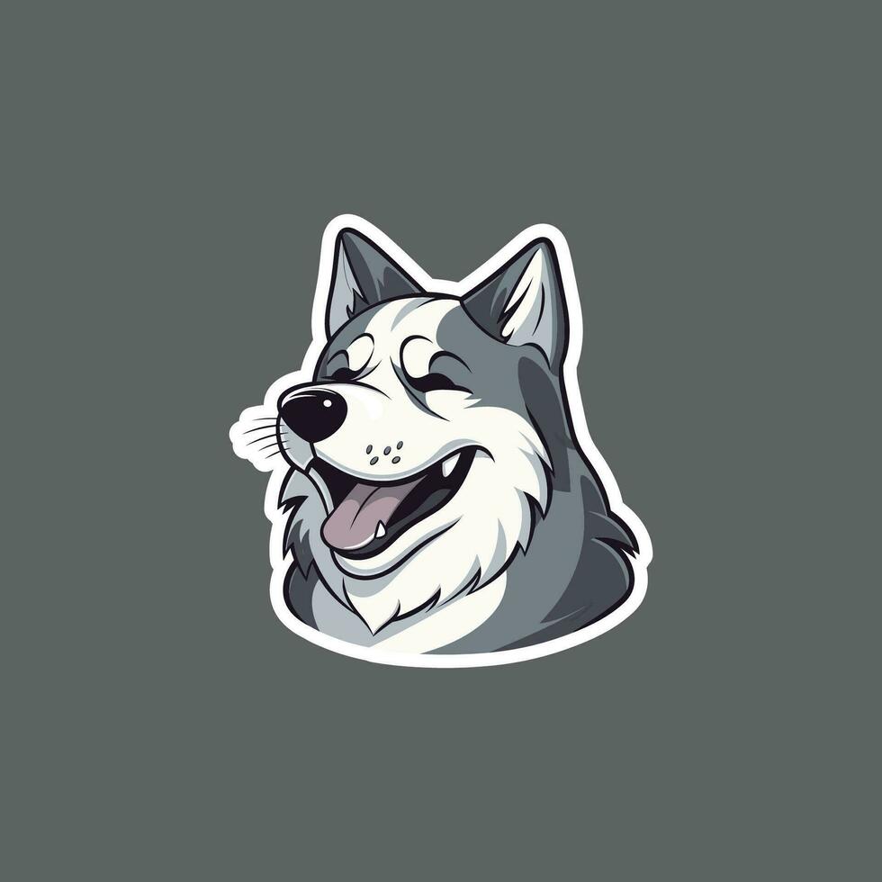 Husky Smiling Peeking Dog Sticker vector