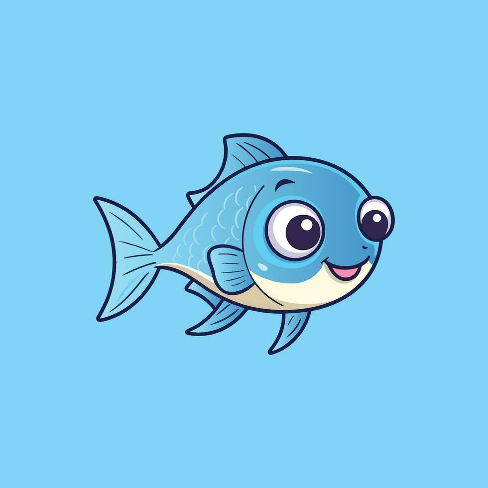 Cartoon Drawing Underwater Animal Small Fish vector