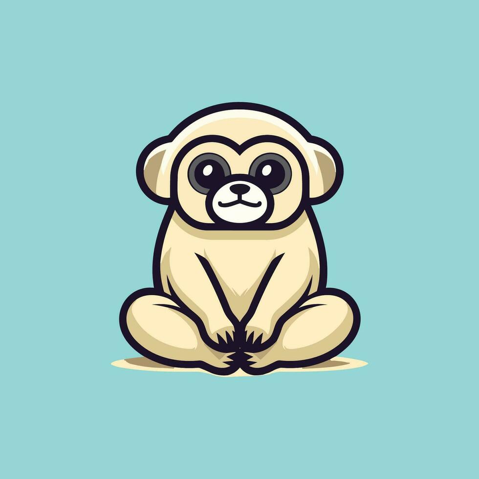 Cute little gibbon cartoon sitting vector