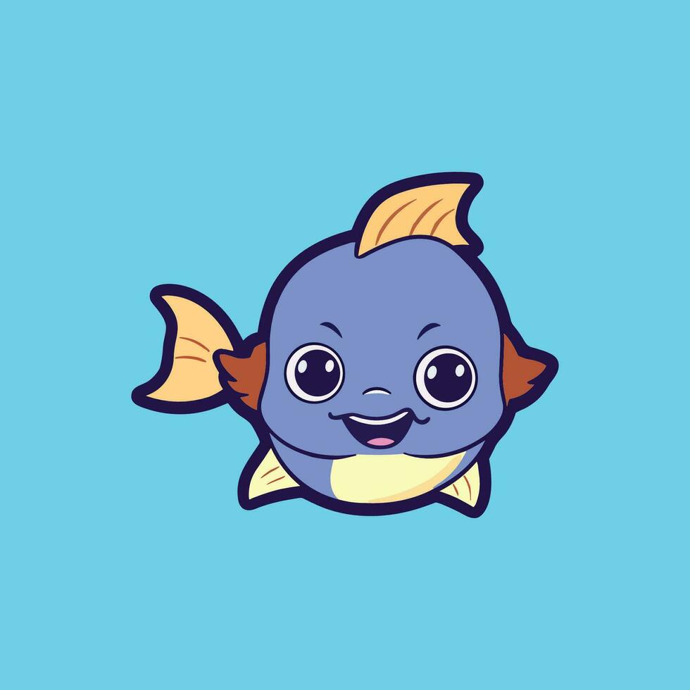 ilustración representando icono mascota pez azul vector