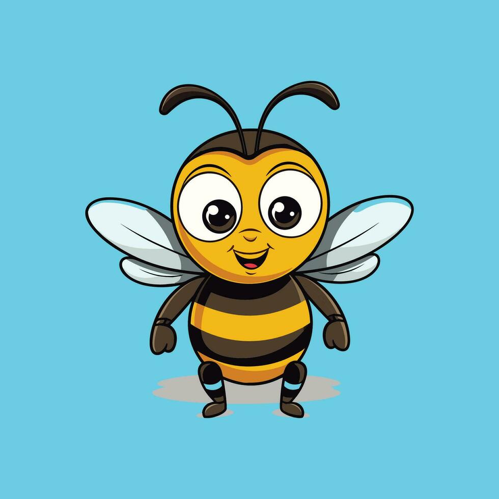 Cute bee cartoon vector icon illustration logo mascot hand drawn