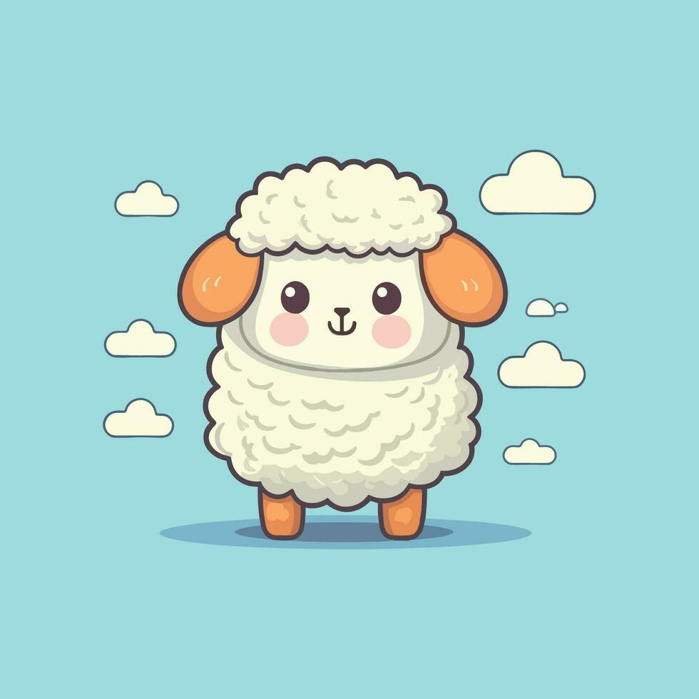 Sheep and clouds cute vector